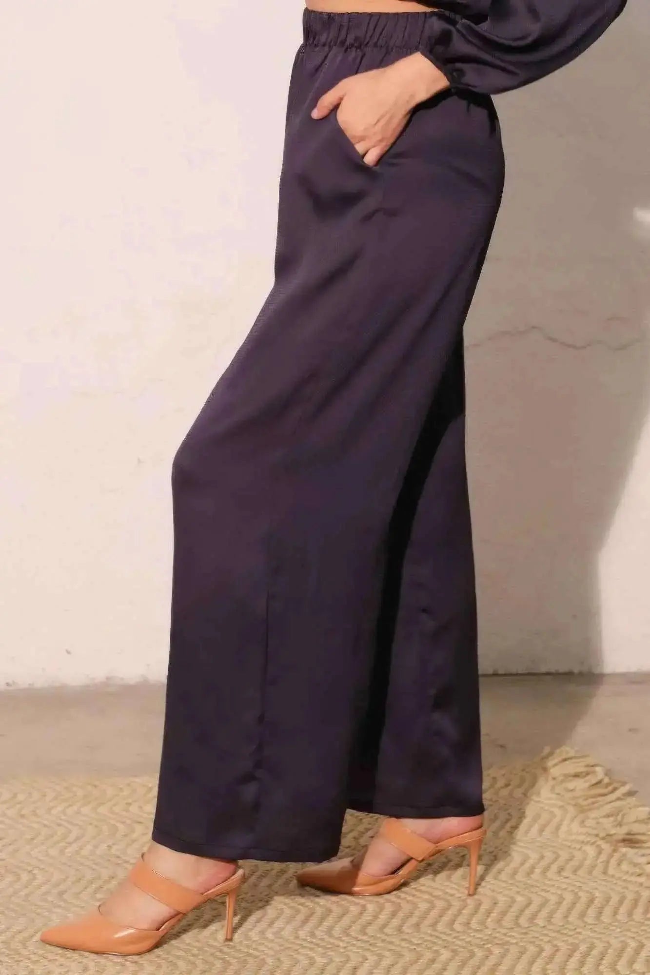Hammered Satin Pocket Pants - Mr Lou’s Place