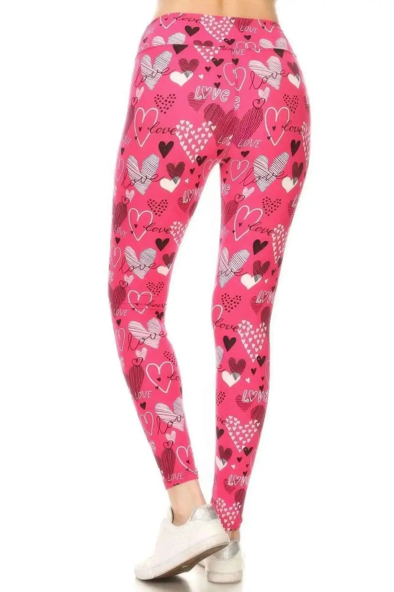Heart Prints Printed, High Waisted Leggings - Mr Lou’s Place