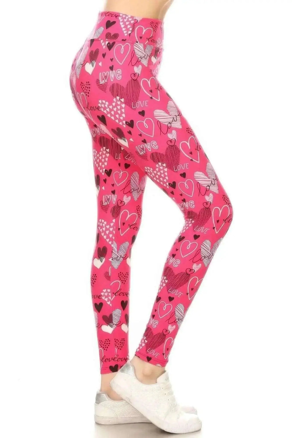 Heart Prints Printed, High Waisted Leggings - Mr Lou’s Place