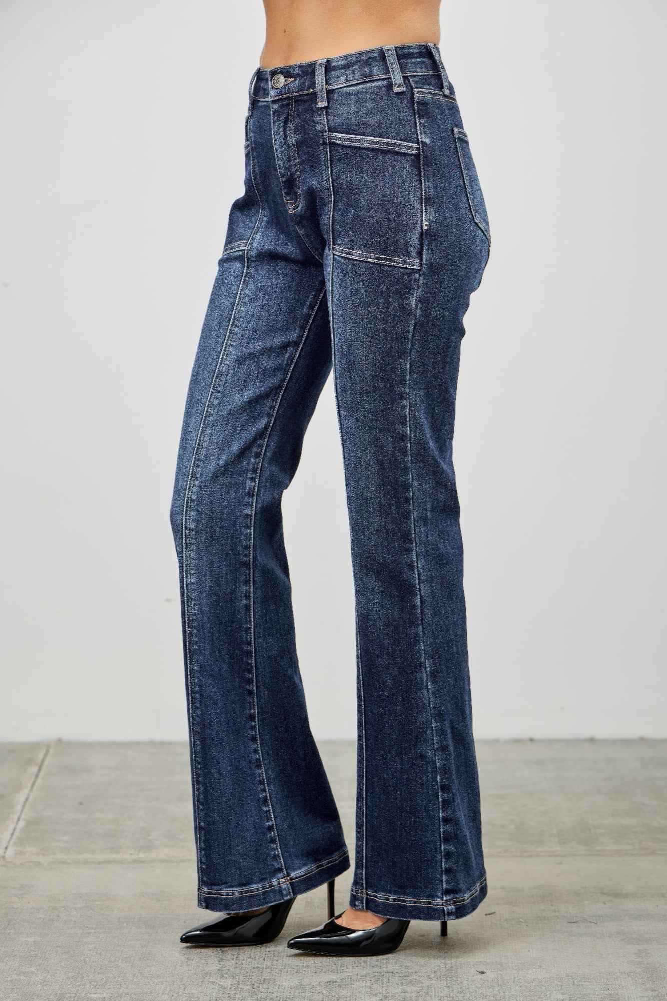 High Rise Boot Cut With Seam Detail - Mr Lou’s Place