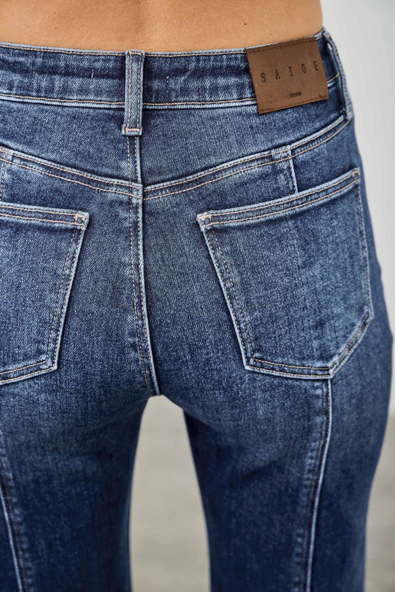 High Rise Boot Cut With Seam Detail - Mr Lou’s Place