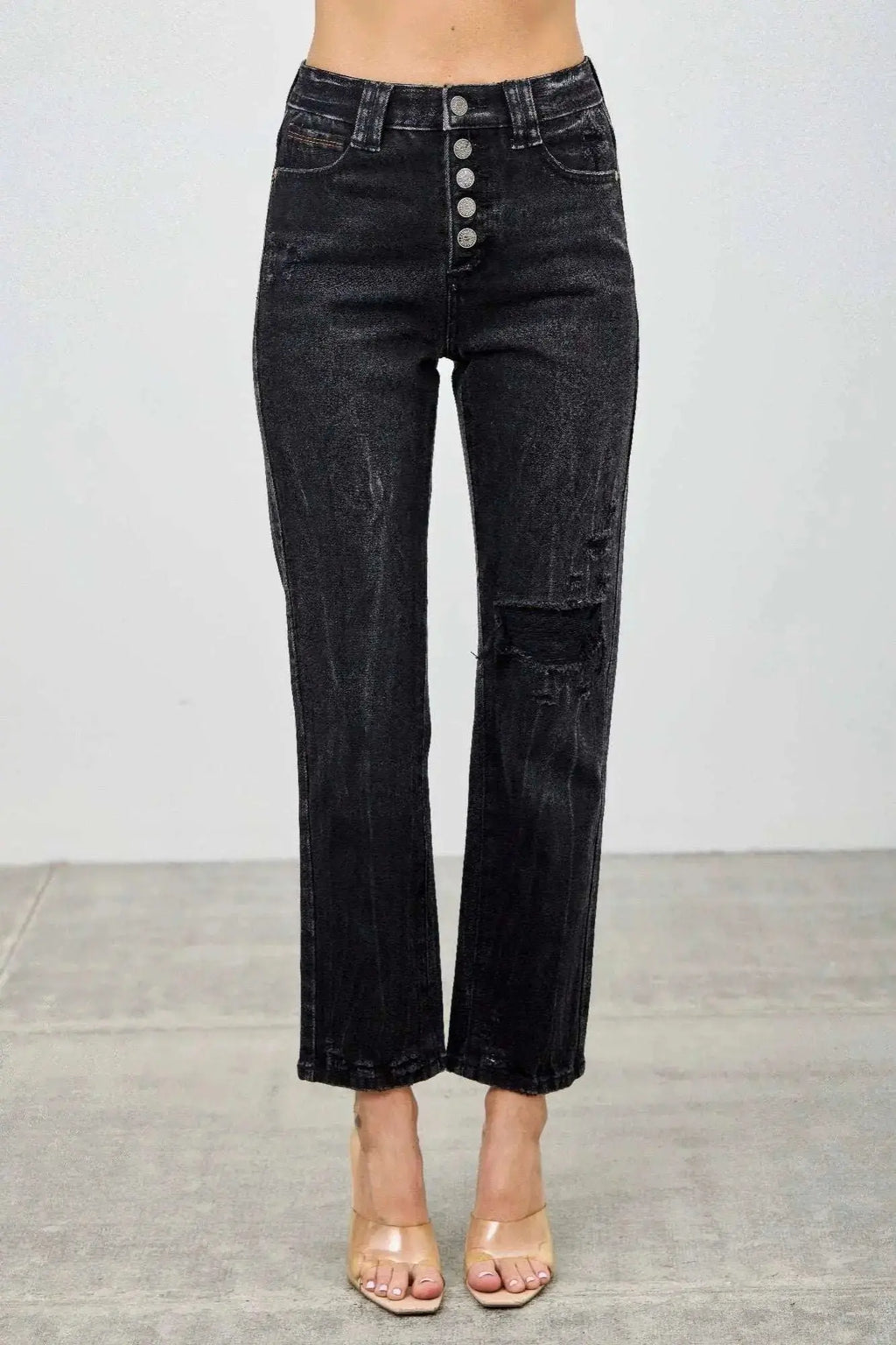 High Rise Slim Fit With Button Fly - Mr Lou’s Place