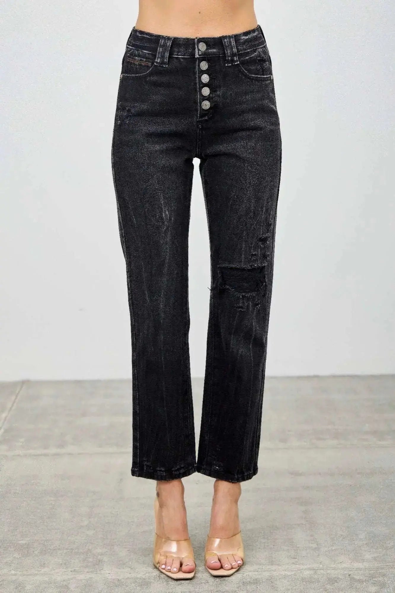 High Rise Slim Fit With Button Fly - Mr Lou’s Place