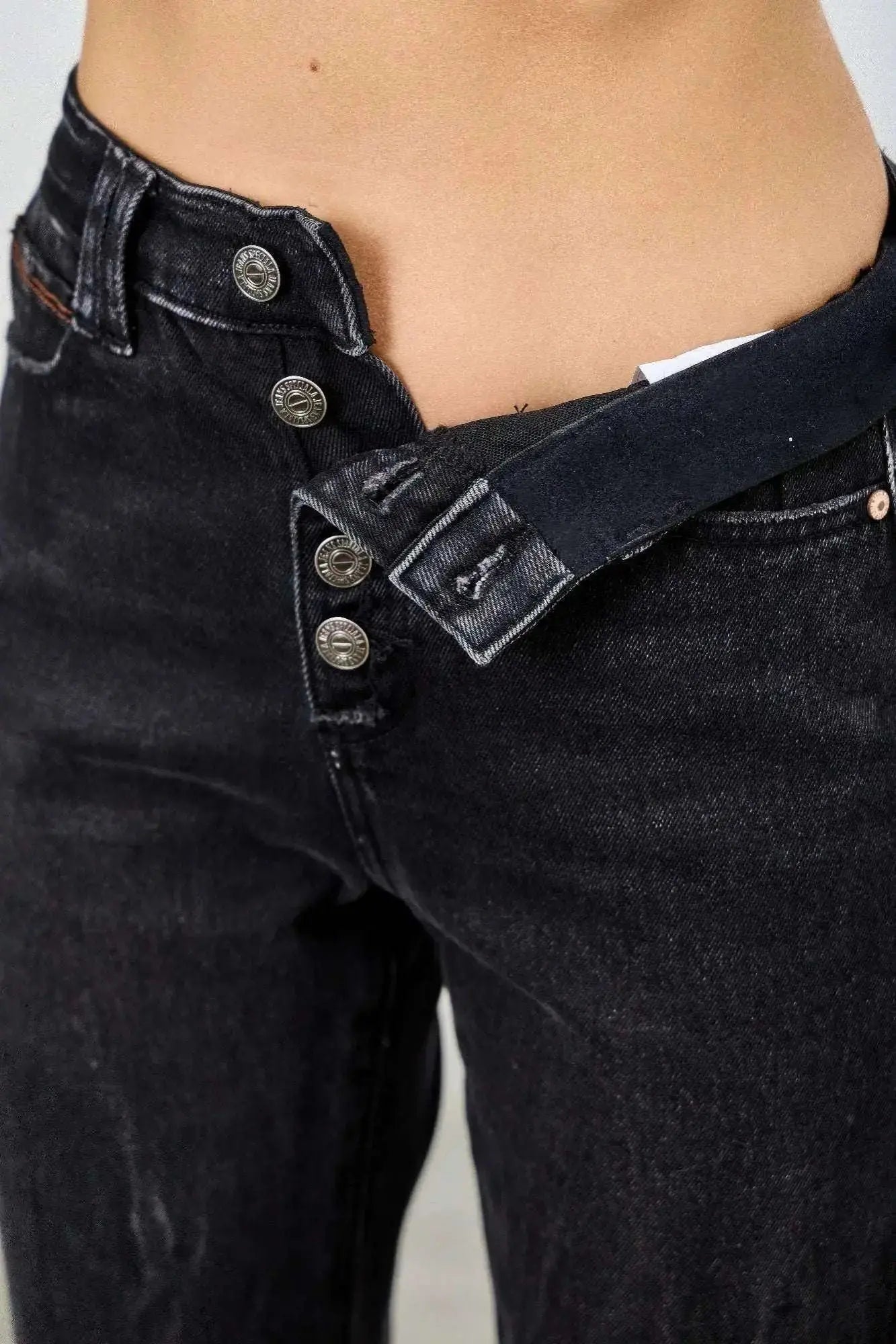 High Rise Slim Fit With Button Fly - Mr Lou’s Place