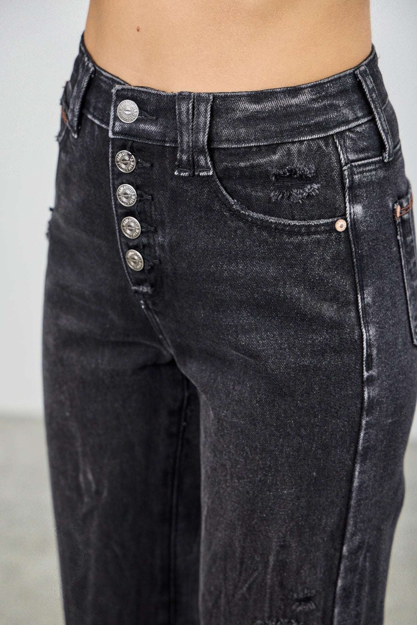 High Rise Slim Fit With Button Fly - Mr Lou’s Place