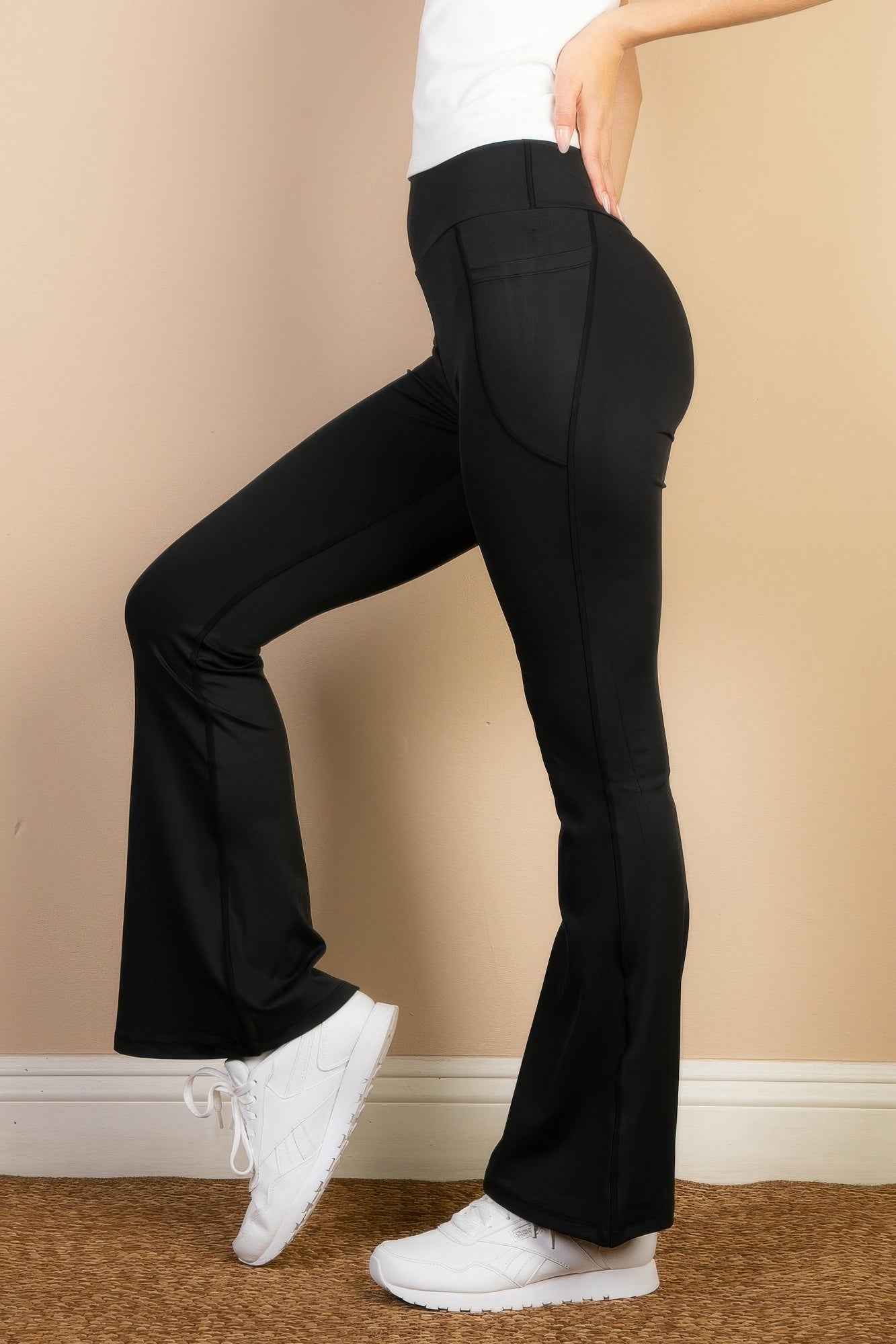 High Waist Side Pocket Flare Leggings - Mr Lou’s Place