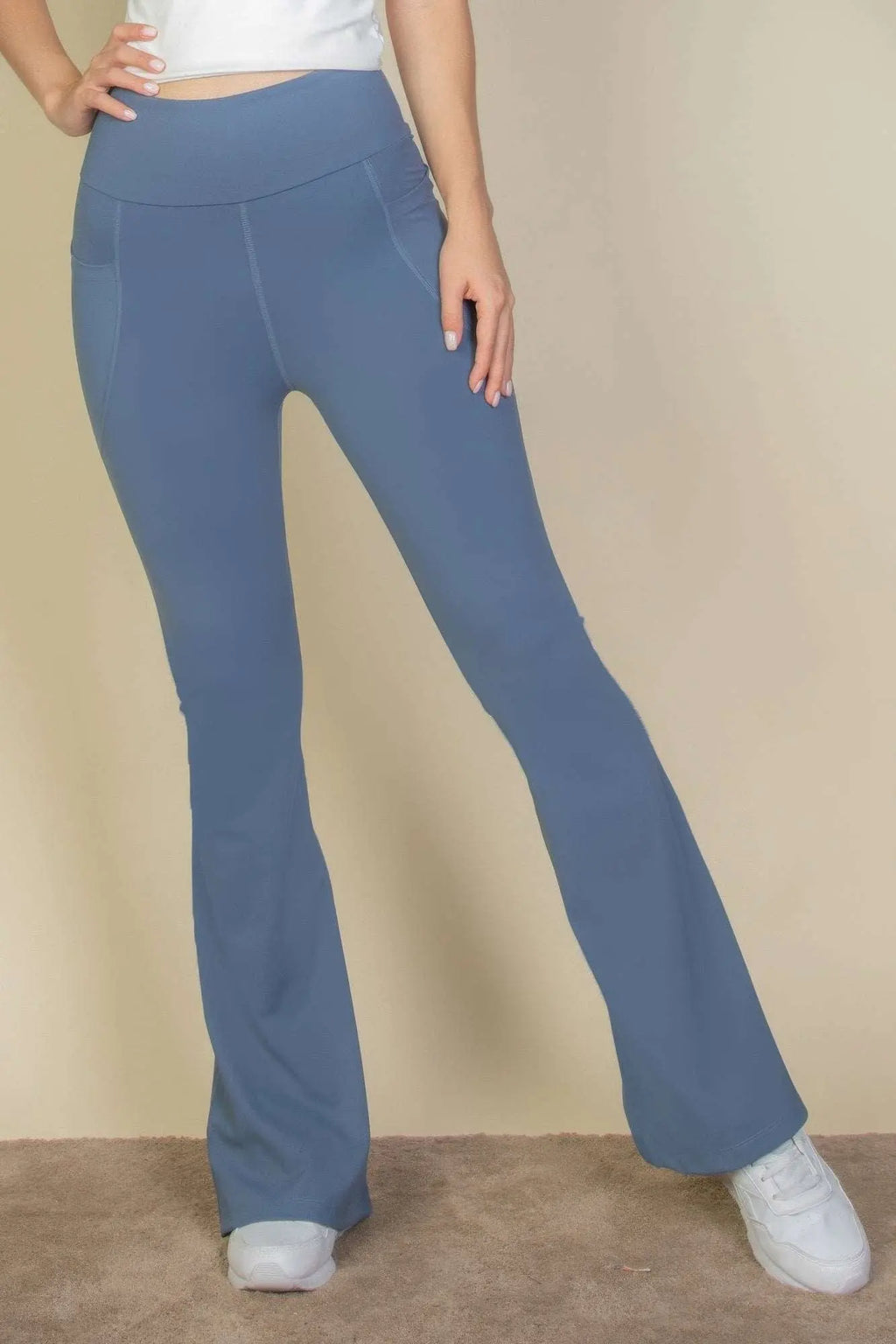 High Waist Side Pocket Flare Leggings - Mr Lou’s Place