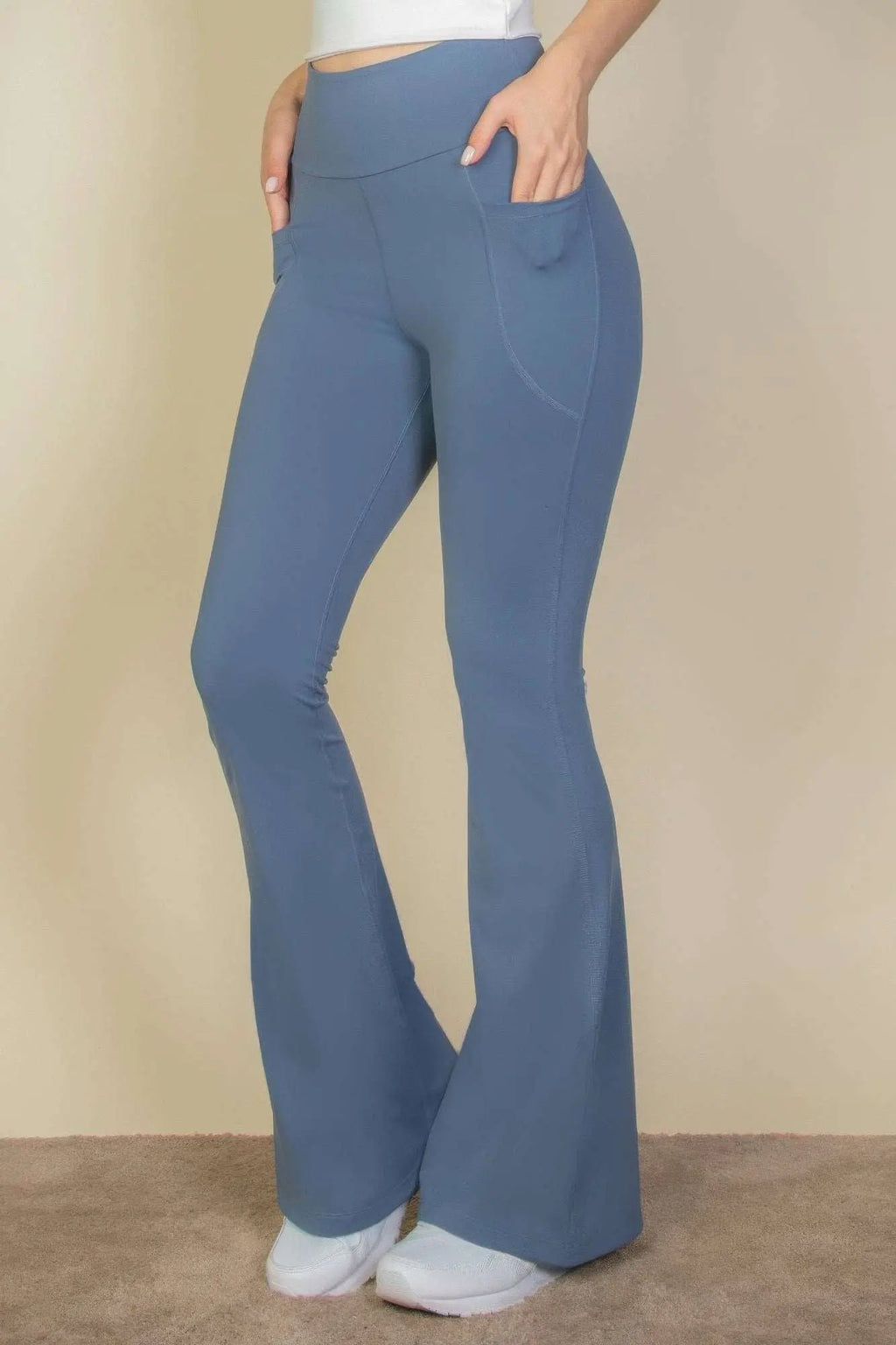 High Waist Side Pocket Flare Leggings - Mr Lou’s Place