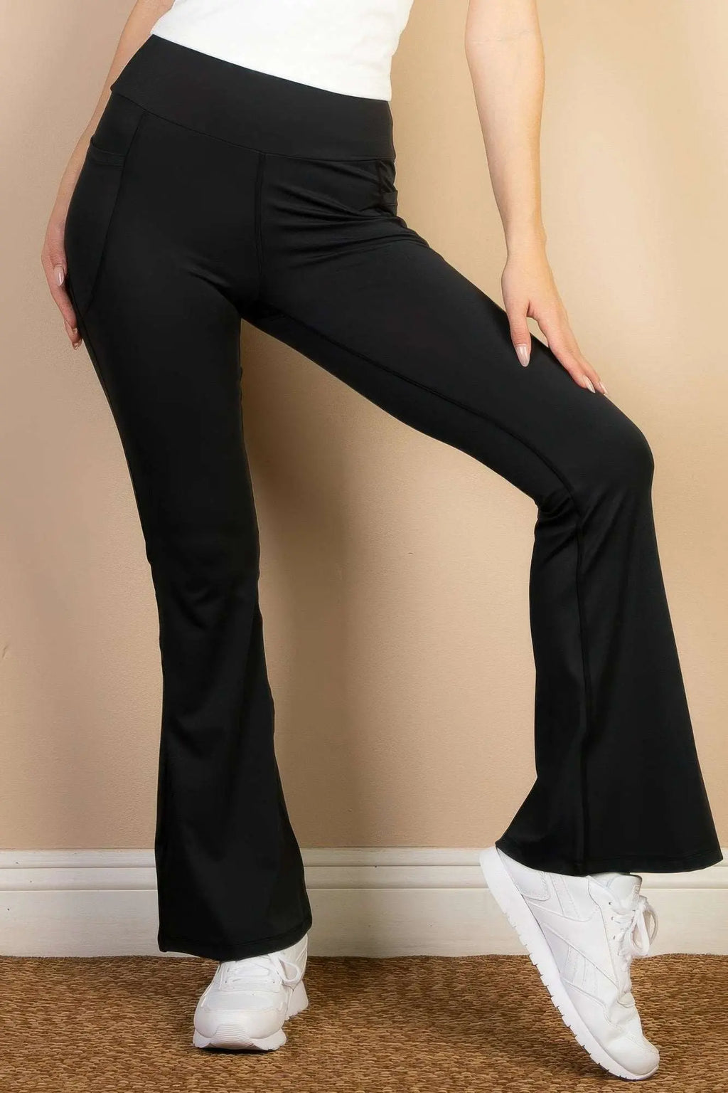 High Waist Side Pocket Flare Leggings - Mr Lou’s Place
