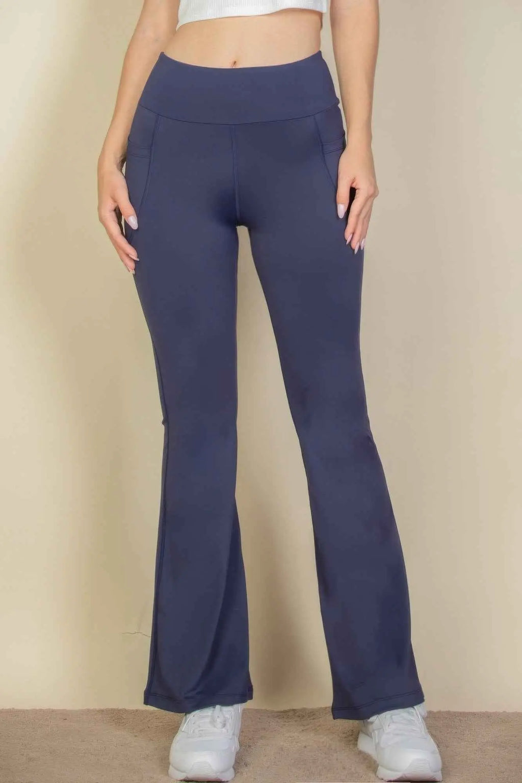 High Waist Side Pocket Flare Leggings - Mr Lou’s Place