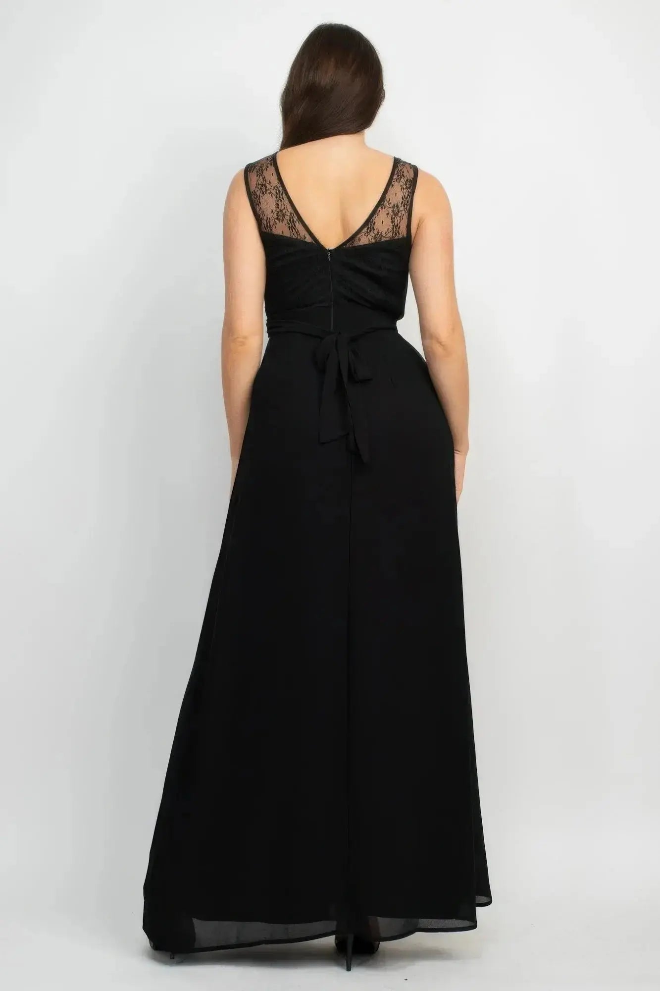 Jewel Waist - tie Lace Maxi Dress - Mr Lou’s Place