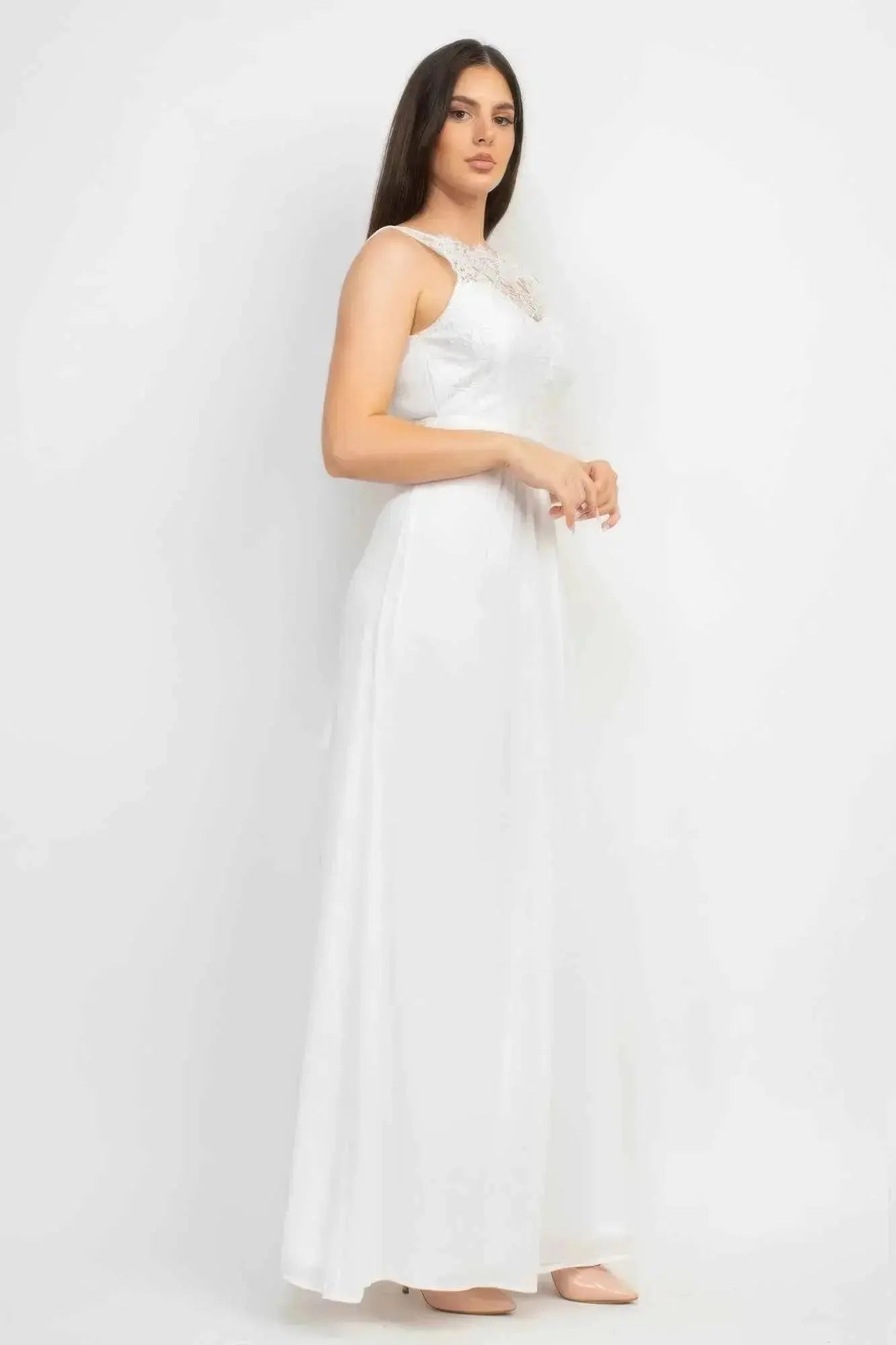 Jewel Waist - tie Lace Maxi Dress - Mr Lou’s Place