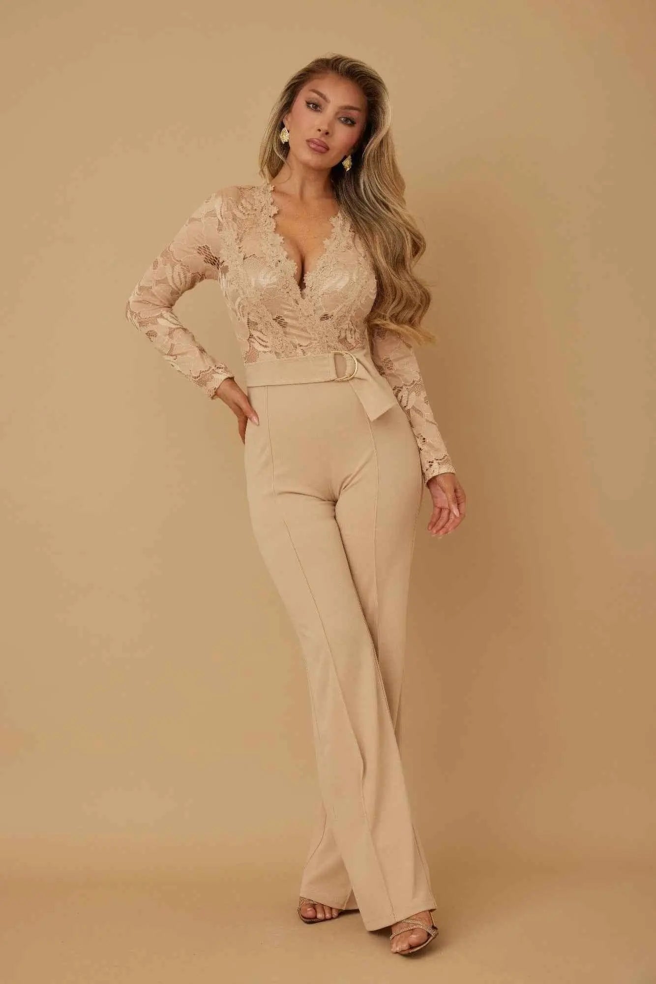 Lace Crochet Long Sleeve Jumpsuit - Mr Lou’s Place
