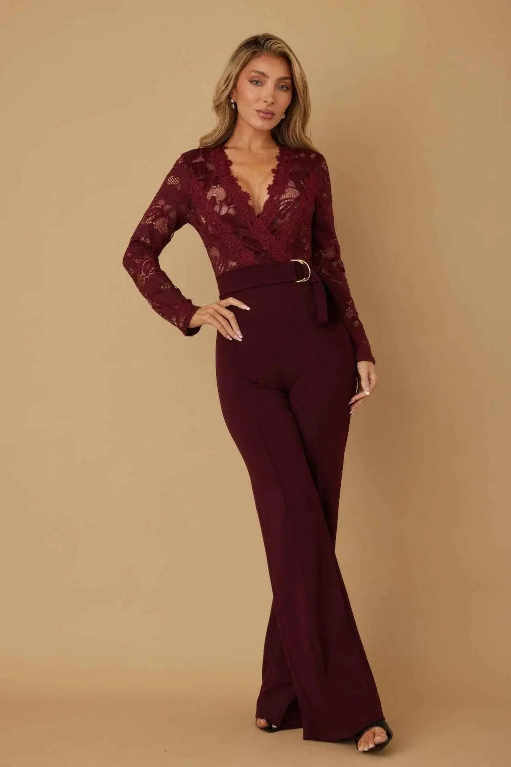 Lace Crochet Long Sleeve Jumpsuit - Mr Lou’s Place