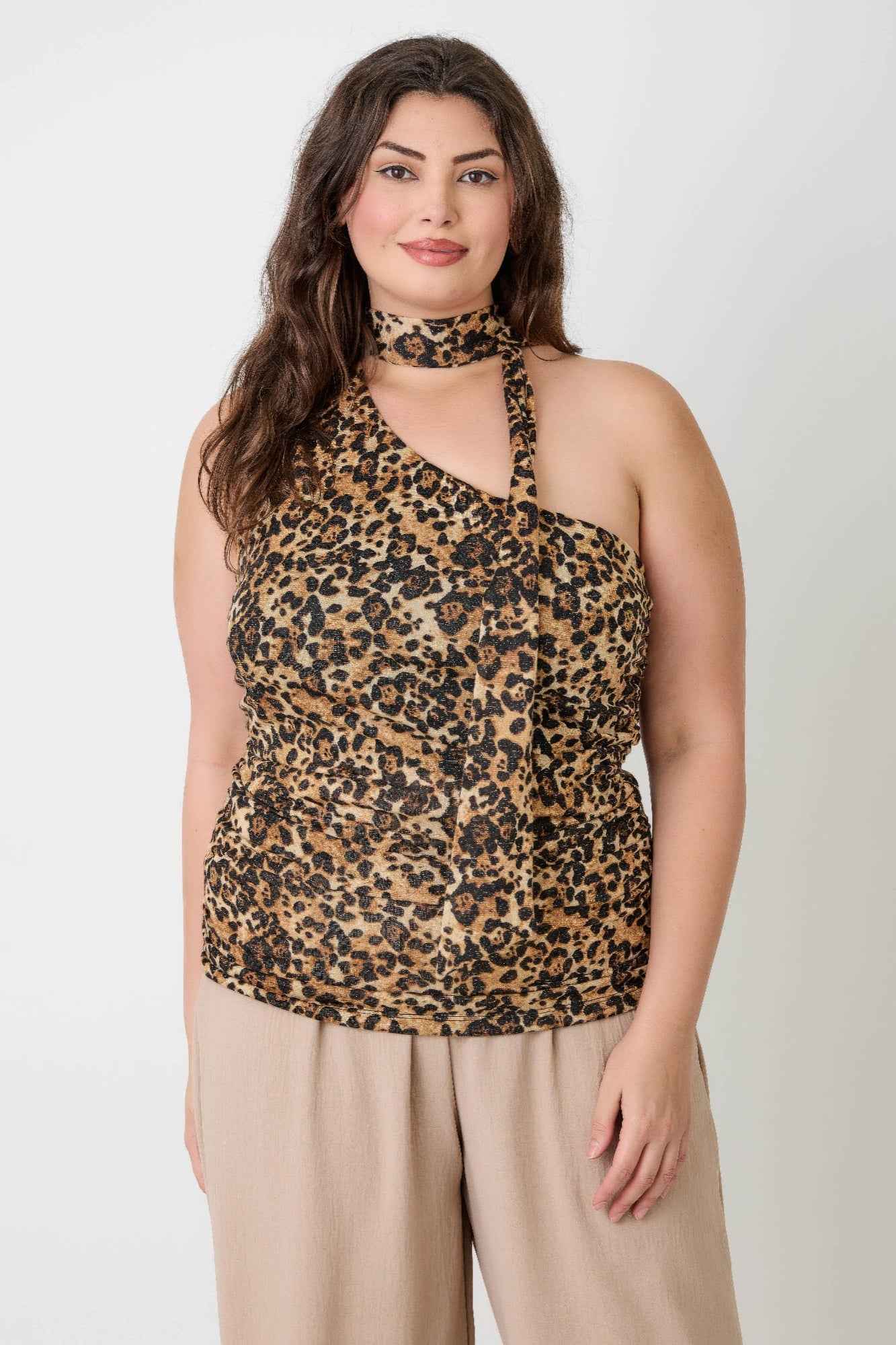 Leopard Print Halter Top With Neck Tie Detail - Mr Lou’s Place