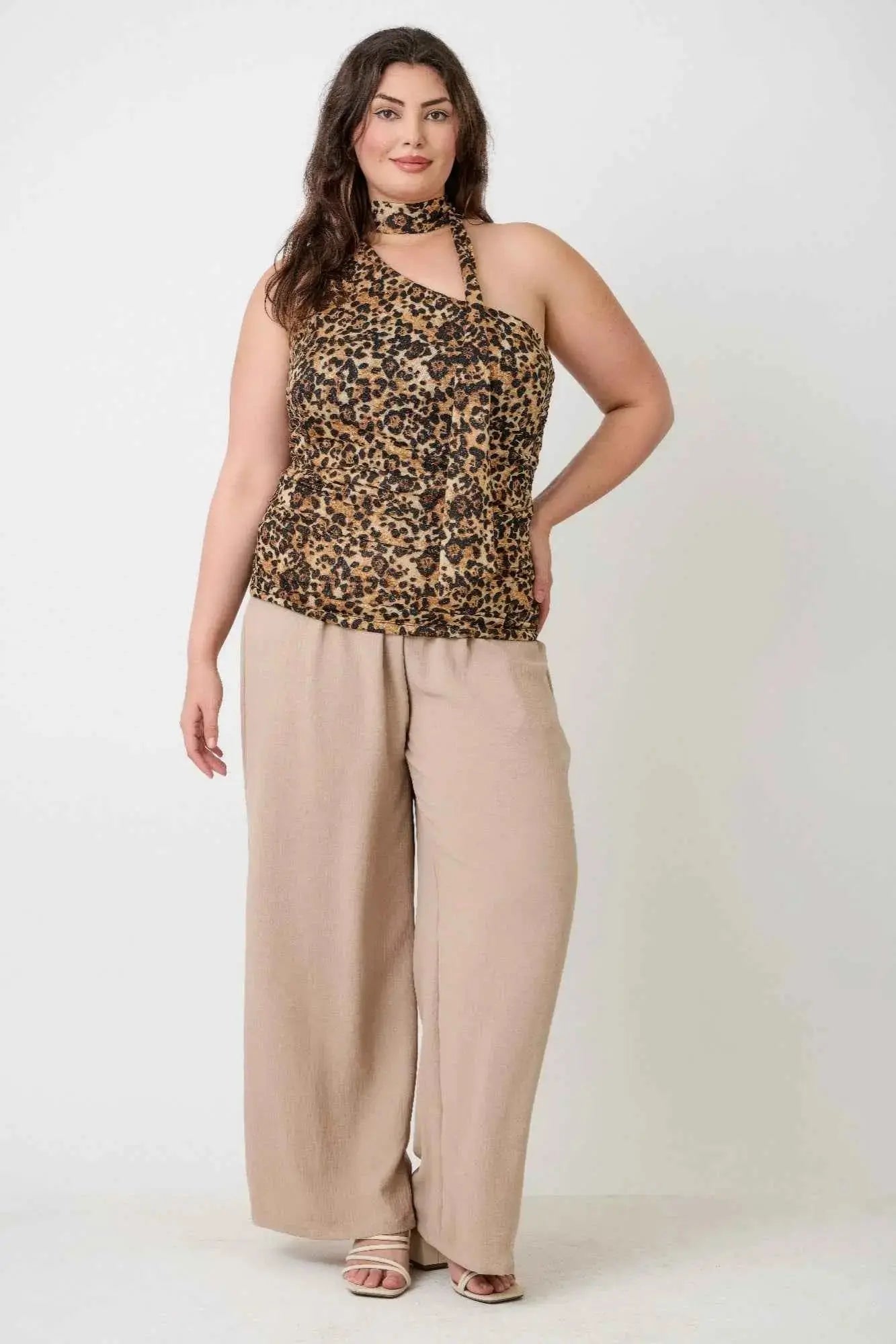 Leopard Print Halter Top With Neck Tie Detail - Mr Lou’s Place