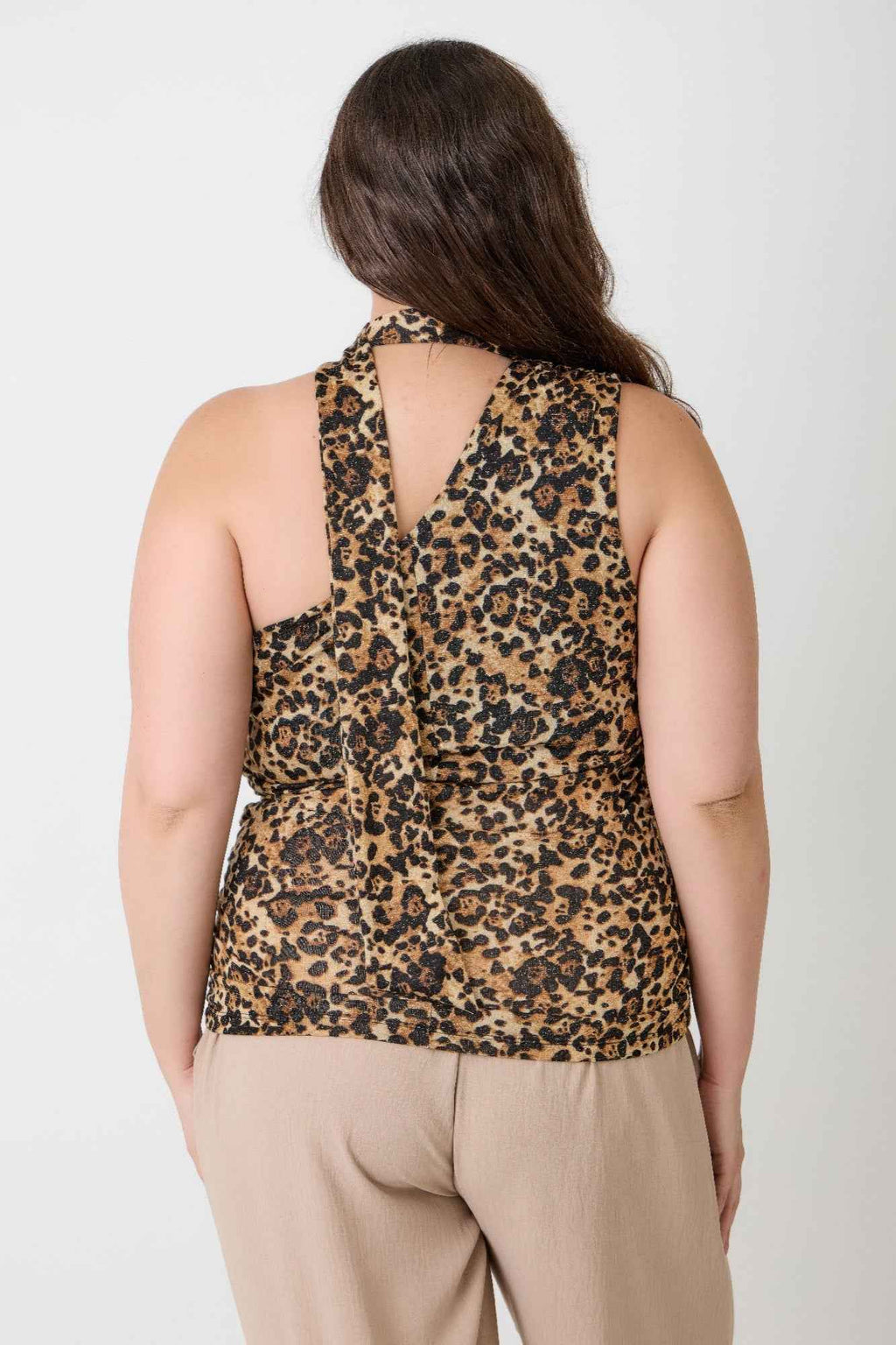 Leopard Print Halter Top With Neck Tie Detail - Mr Lou’s Place