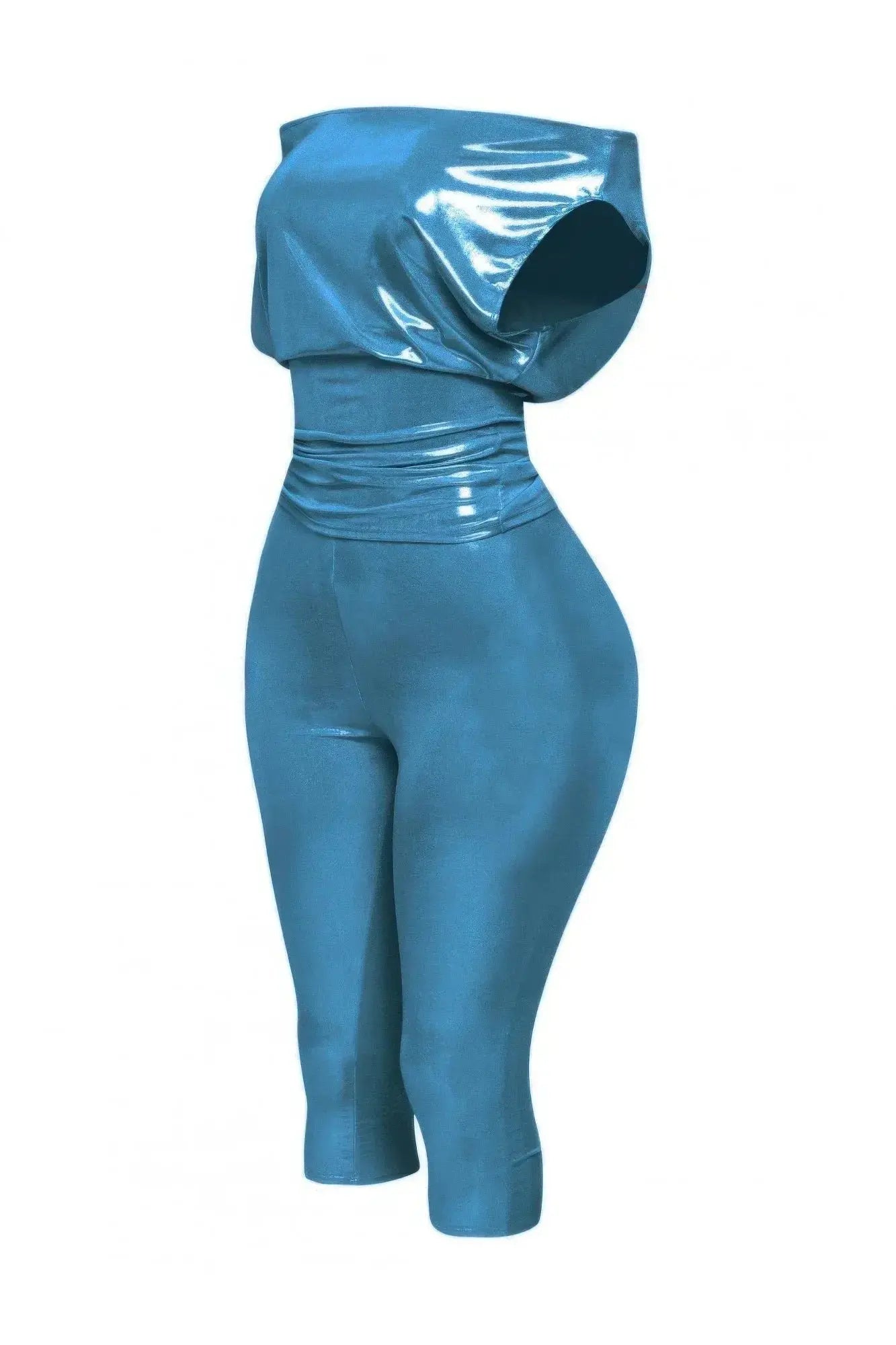 Lose Fit Shimmer Top And Capri Set - Mr Lou’s Place