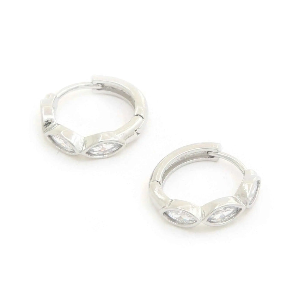 Marquise Cz 14k Gold Dipped Huggie Earring - Mr Lou’s Place