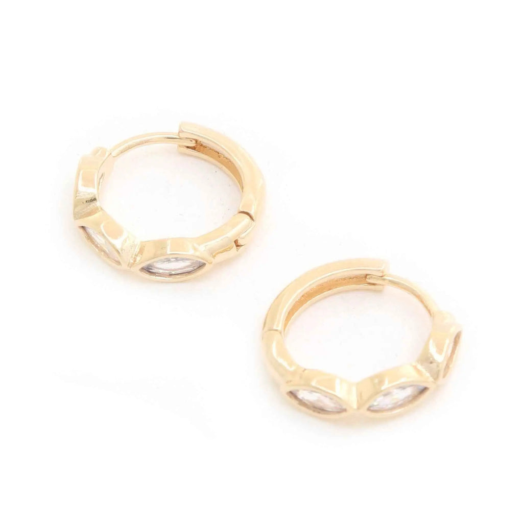 Marquise Cz 14k Gold Dipped Huggie Earring - Mr Lou’s Place