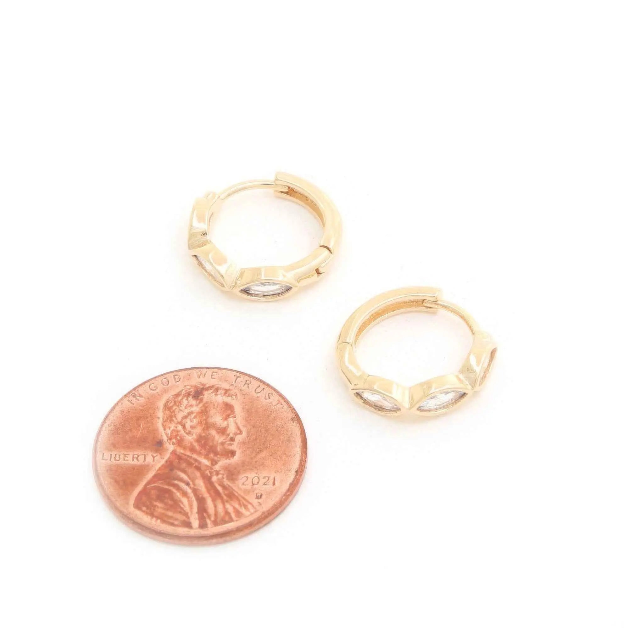 Marquise Cz 14k Gold Dipped Huggie Earring - Mr Lou’s Place