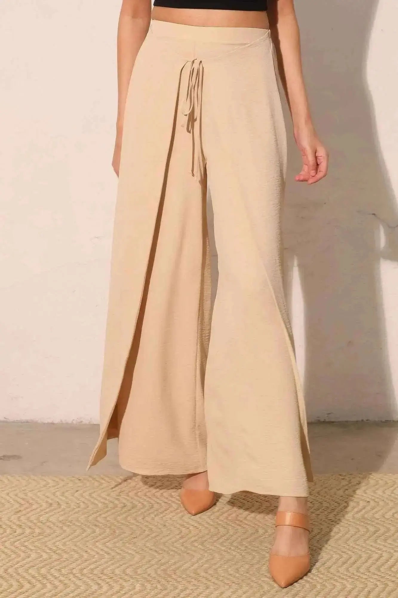 Matte Crepe Overlap Pants - Mr Lou’s Place