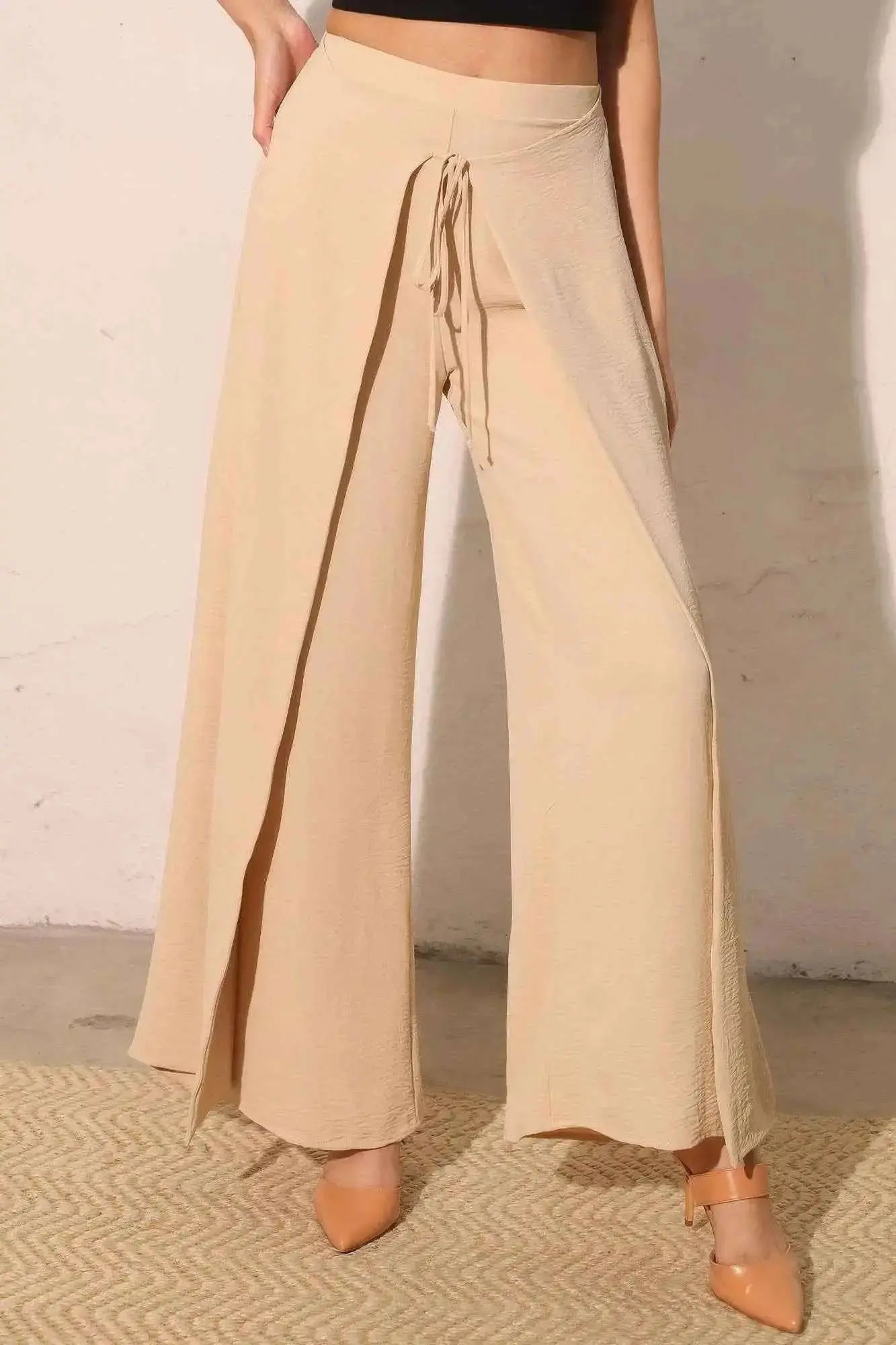 Matte Crepe Overlap Pants - Mr Lou’s Place