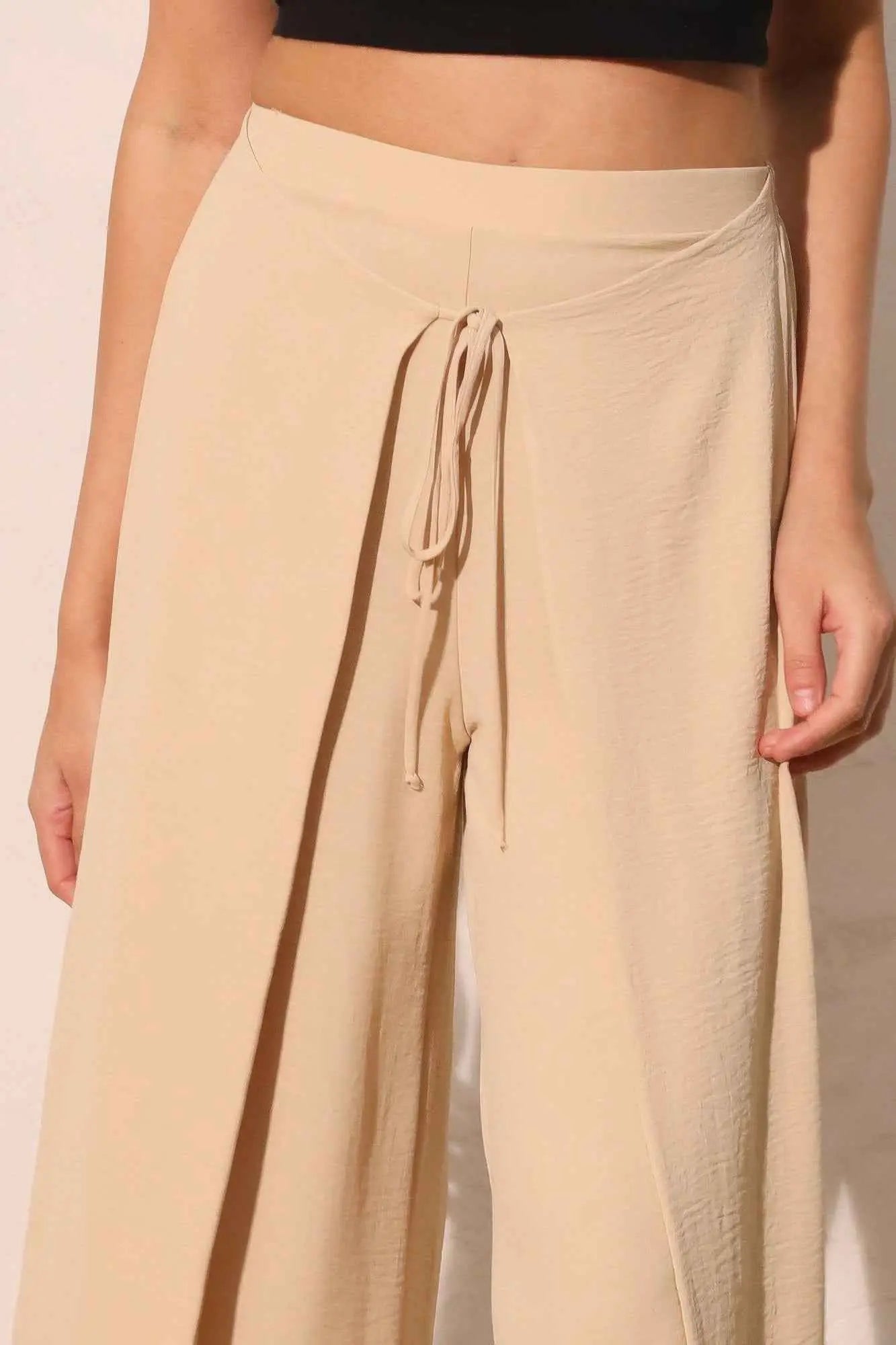 Matte Crepe Overlap Pants - Mr Lou’s Place