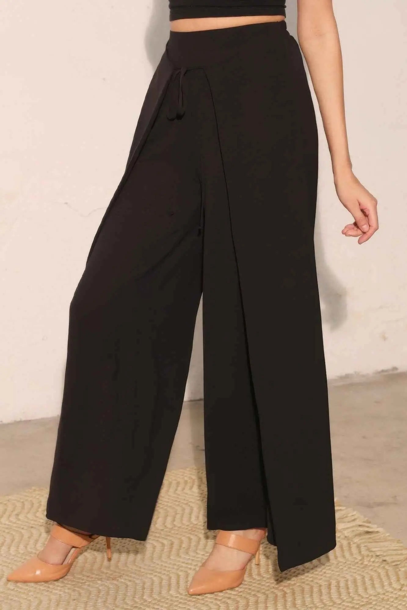 Matte Crepe Overlap Pants - Mr Lou’s Place