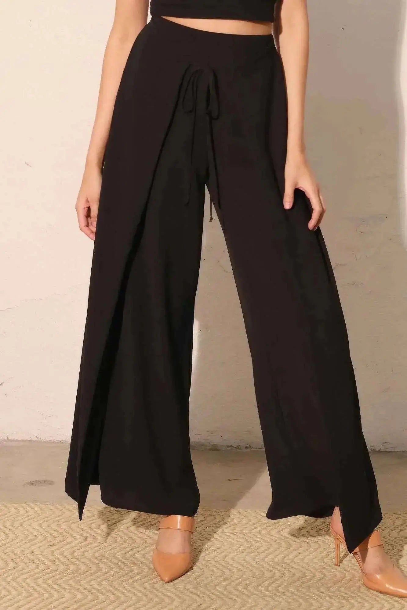 Matte Crepe Overlap Pants - Mr Lou’s Place