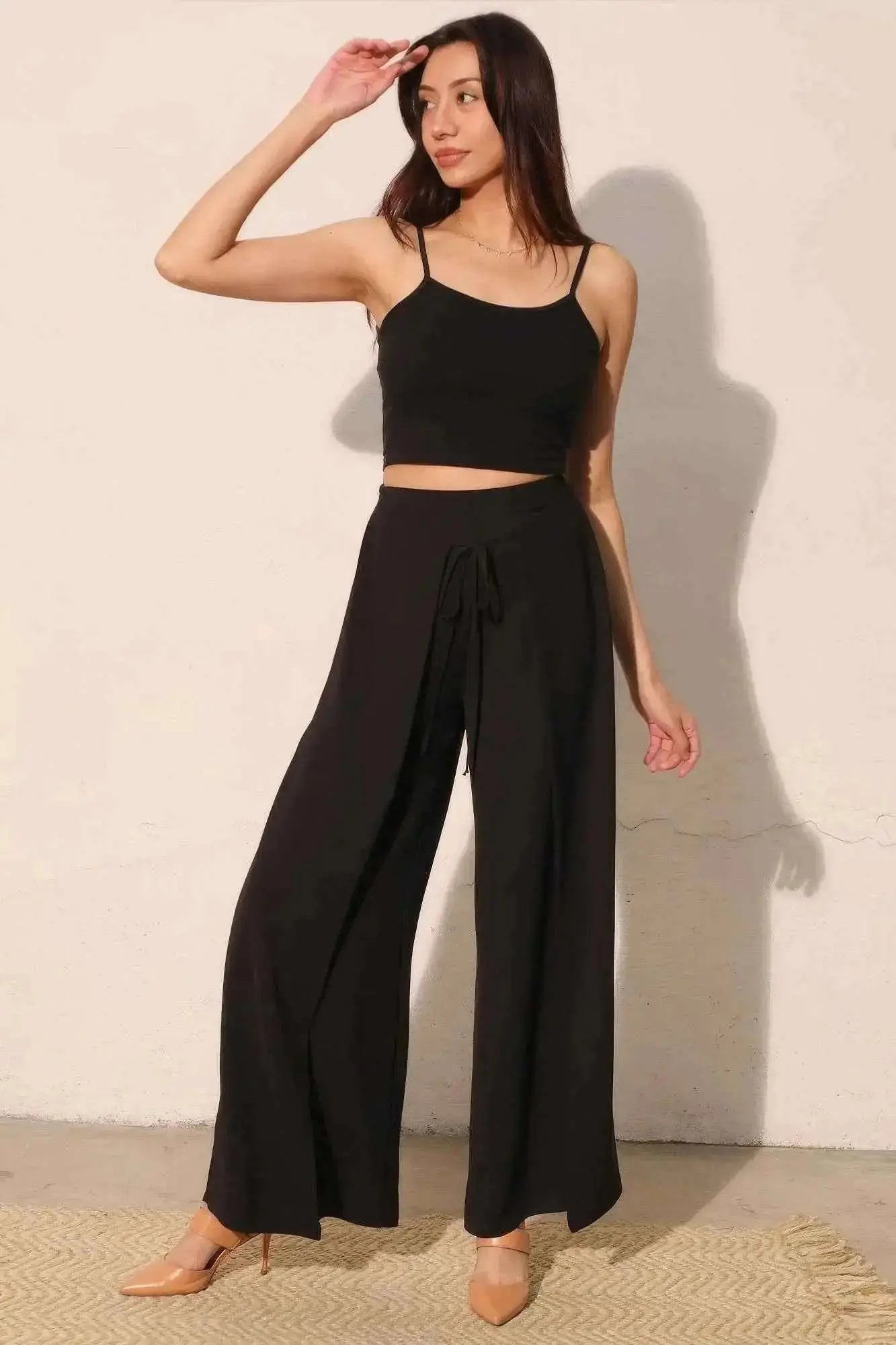 Matte Crepe Overlap Pants - Mr Lou’s Place