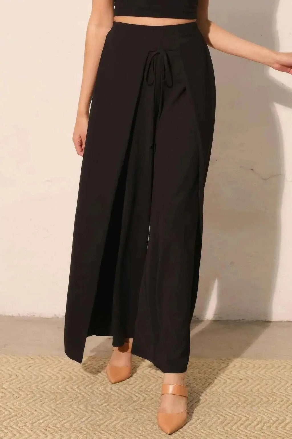 Matte Crepe Overlap Pants - Mr Lou’s Place