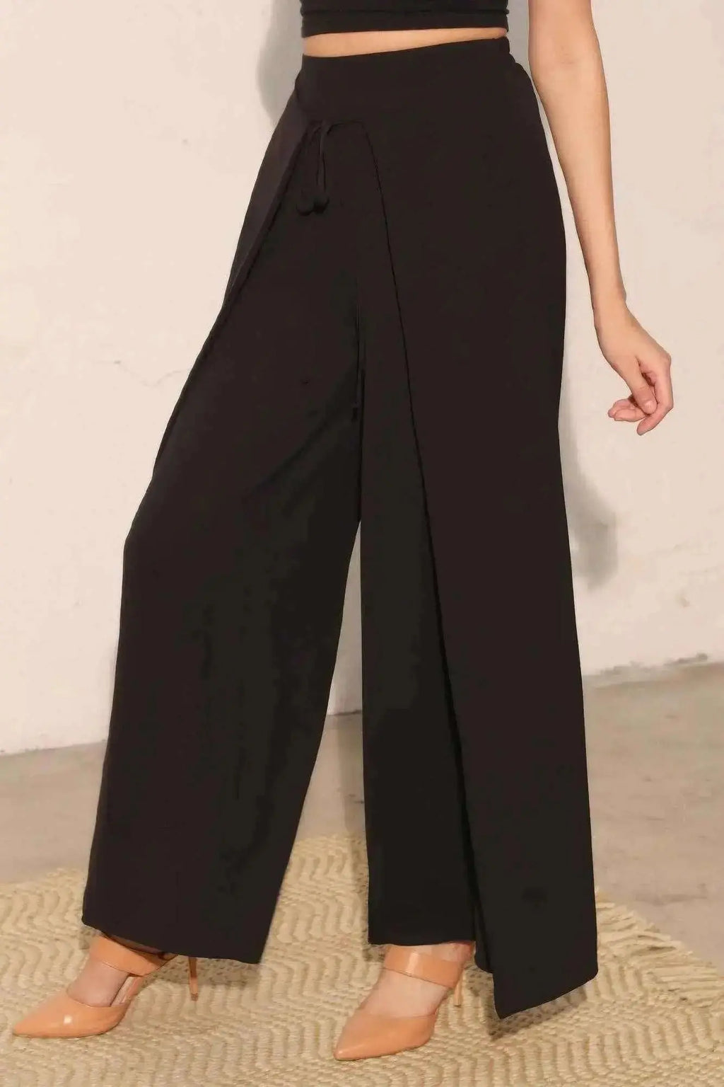 Matte Crepe Overlap Pants - Mr Lou’s Place
