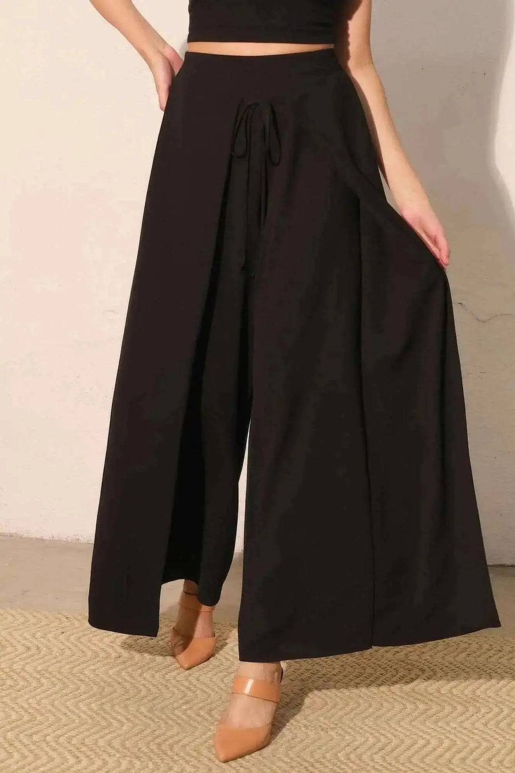 Matte Crepe Overlap Pants - Mr Lou’s Place