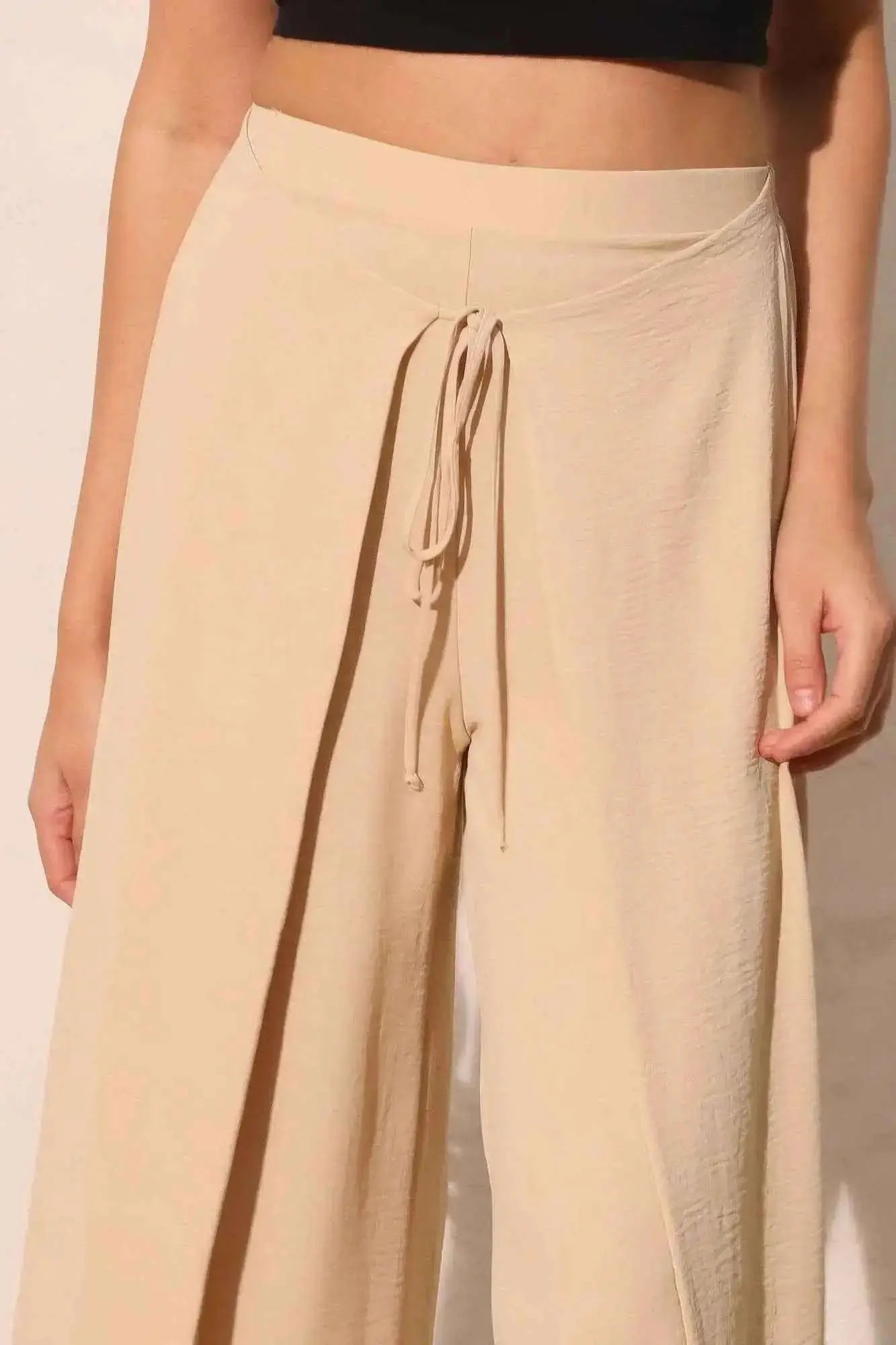 Matte Crepe Overlap Pants - Mr Lou’s Place