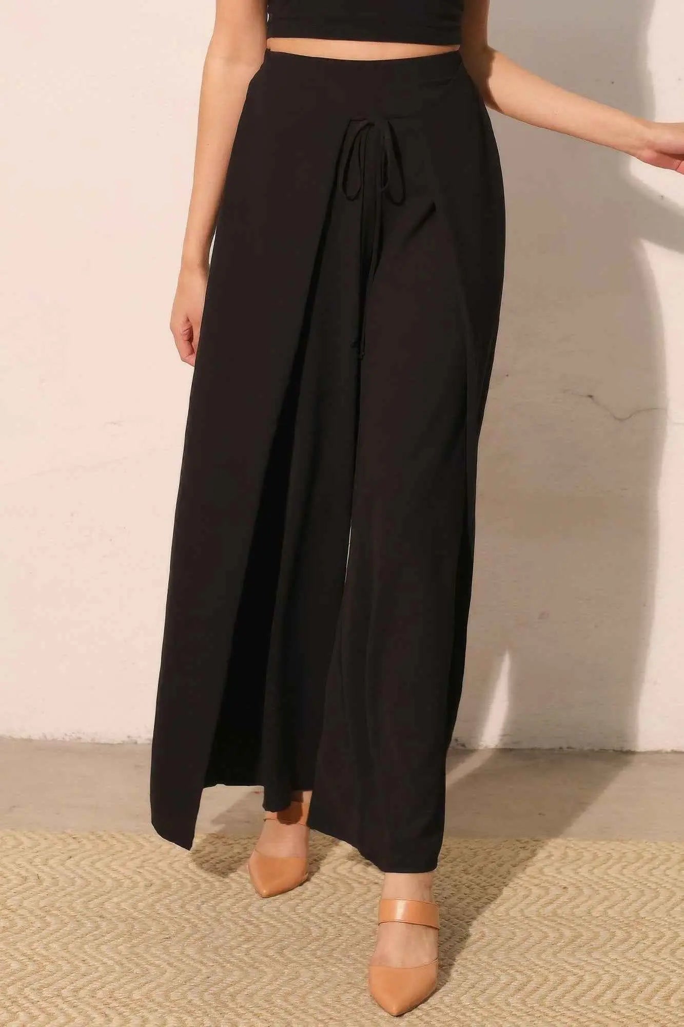Matte Crepe Overlap Pants - Mr Lou’s Place