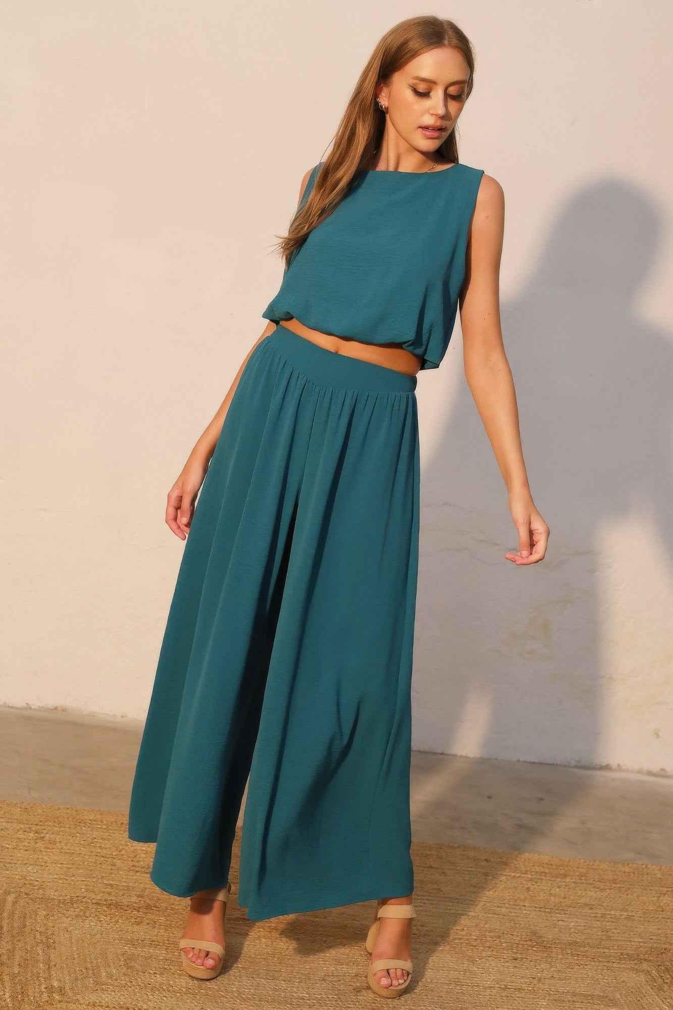 Matte Crepe Wide Leg Swing Pants - Mr Lou’s Place