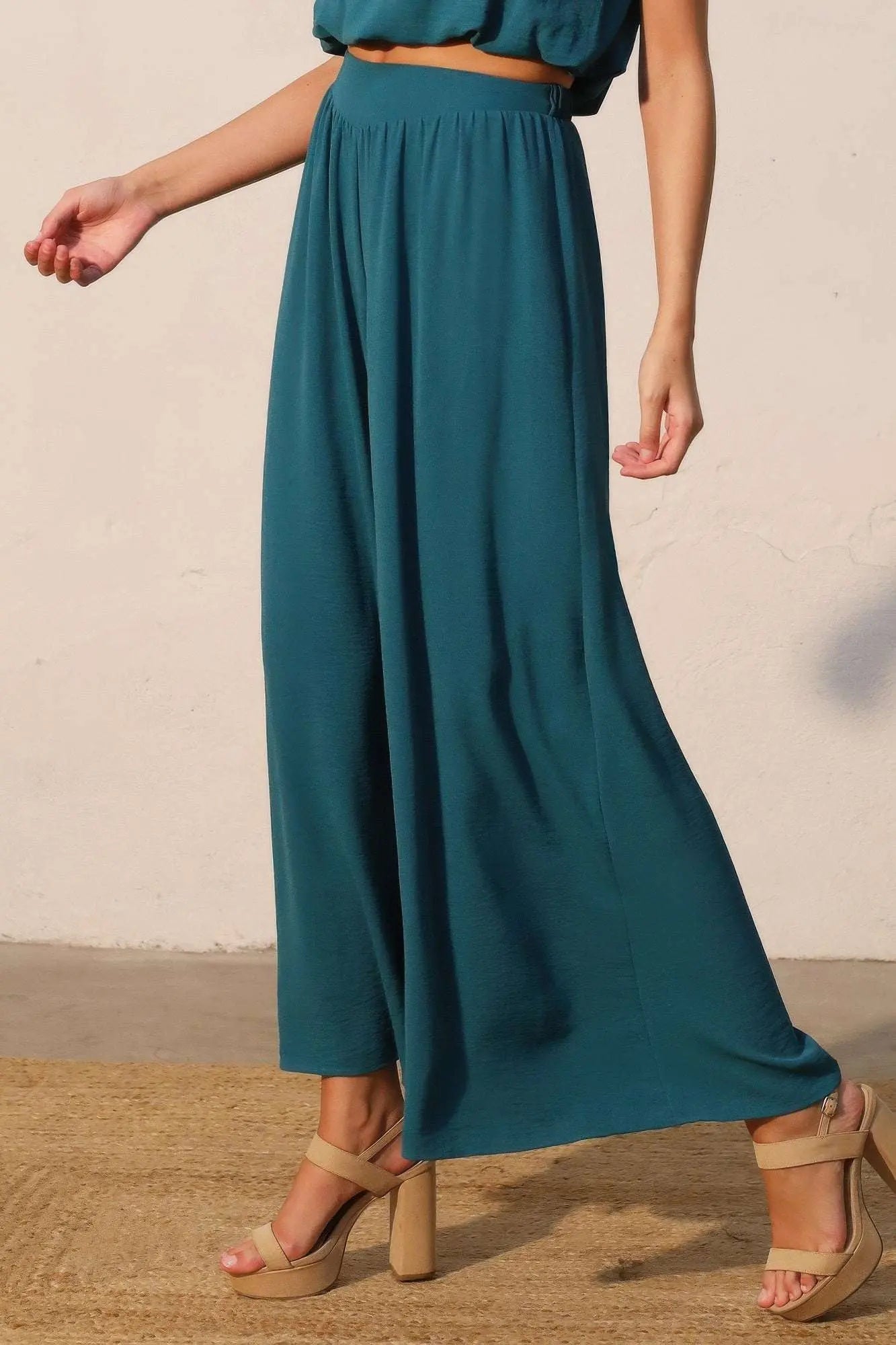Matte Crepe Wide Leg Swing Pants - Mr Lou’s Place