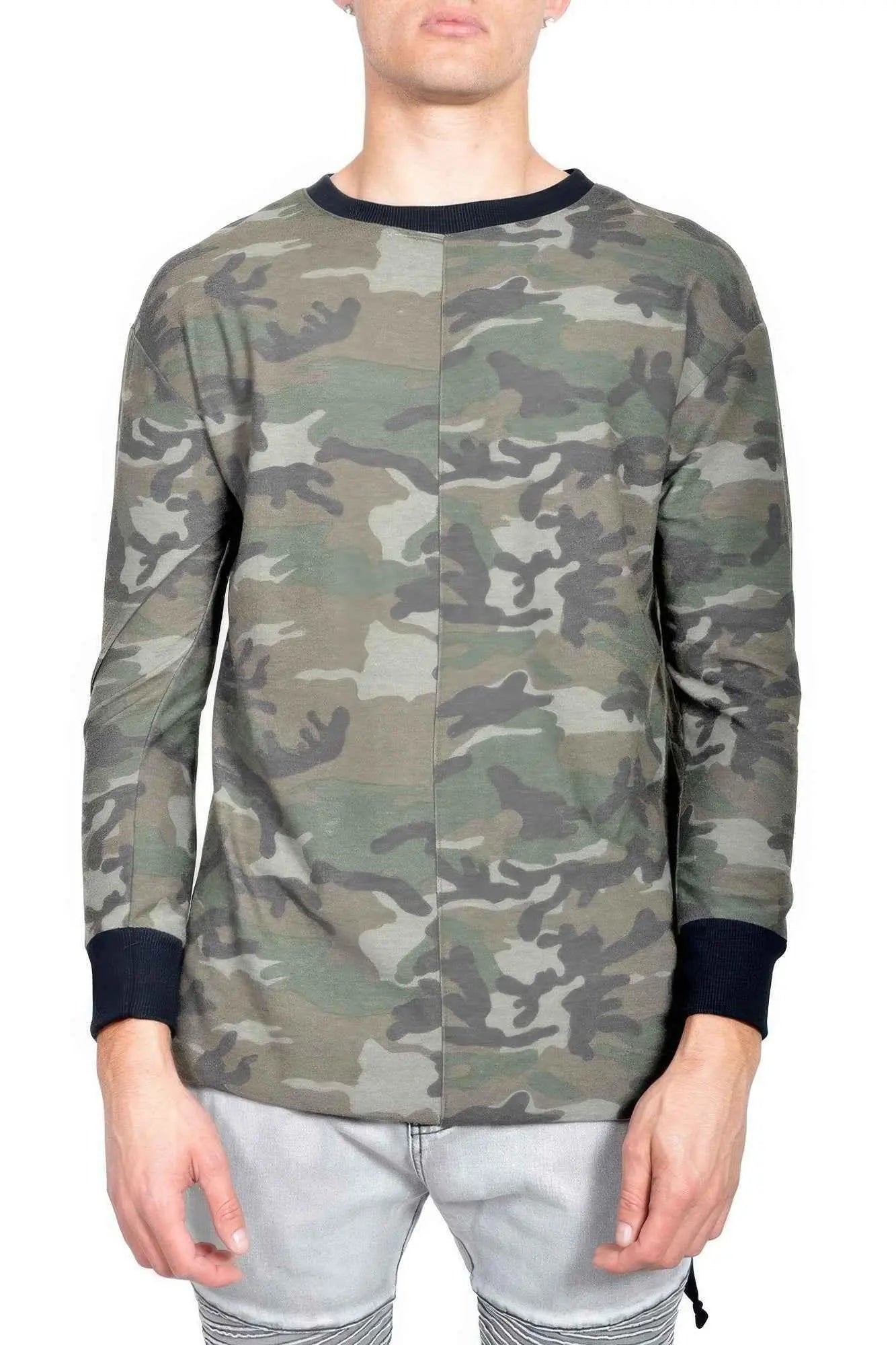 Mens Casual Long Sleeve Camo T-shirt Tops - Mr Lou’s Place