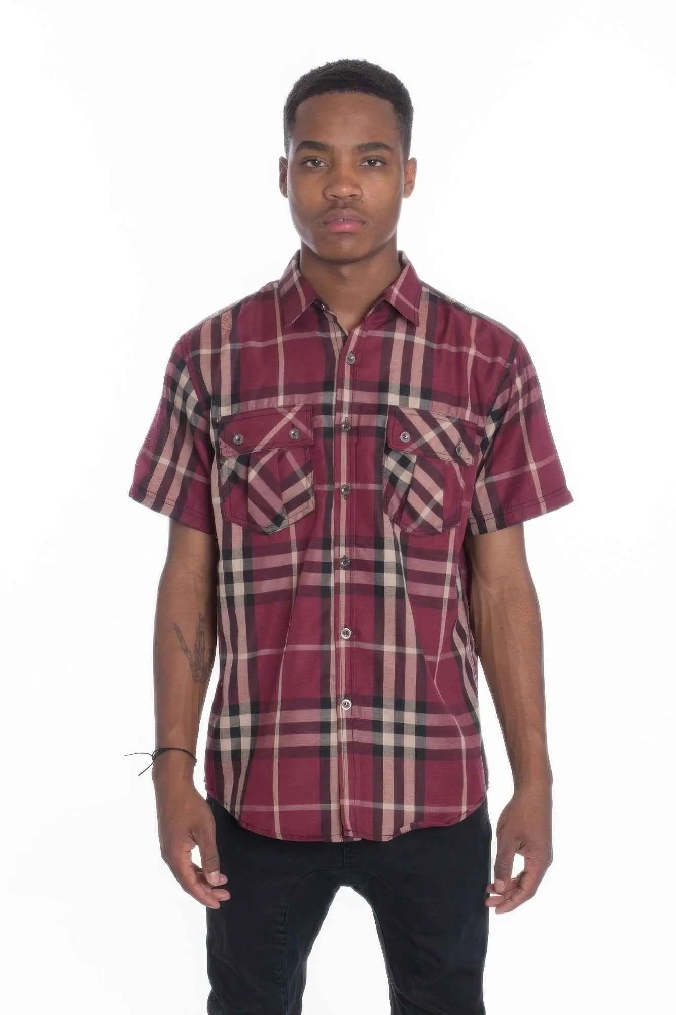 Men's Casual Short Sleeve Checker Shirts - Mr Lou’s Place