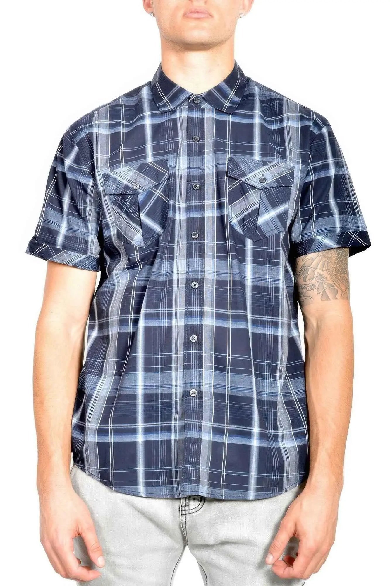 Men's Casual Short Sleeve Plaid Shirts - Mr Lou’s Place