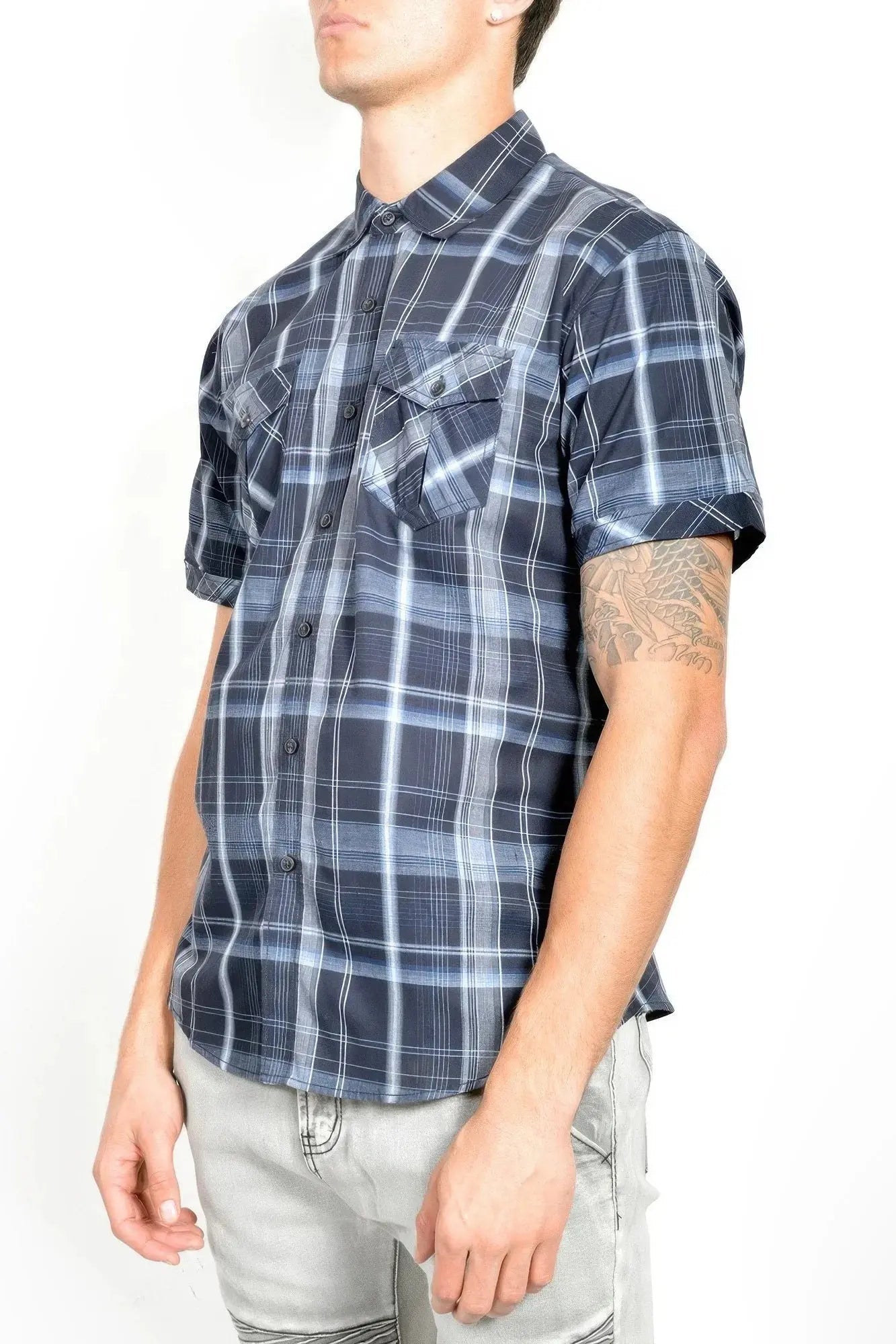 Men's Casual Short Sleeve Plaid Shirts - Mr Lou’s Place