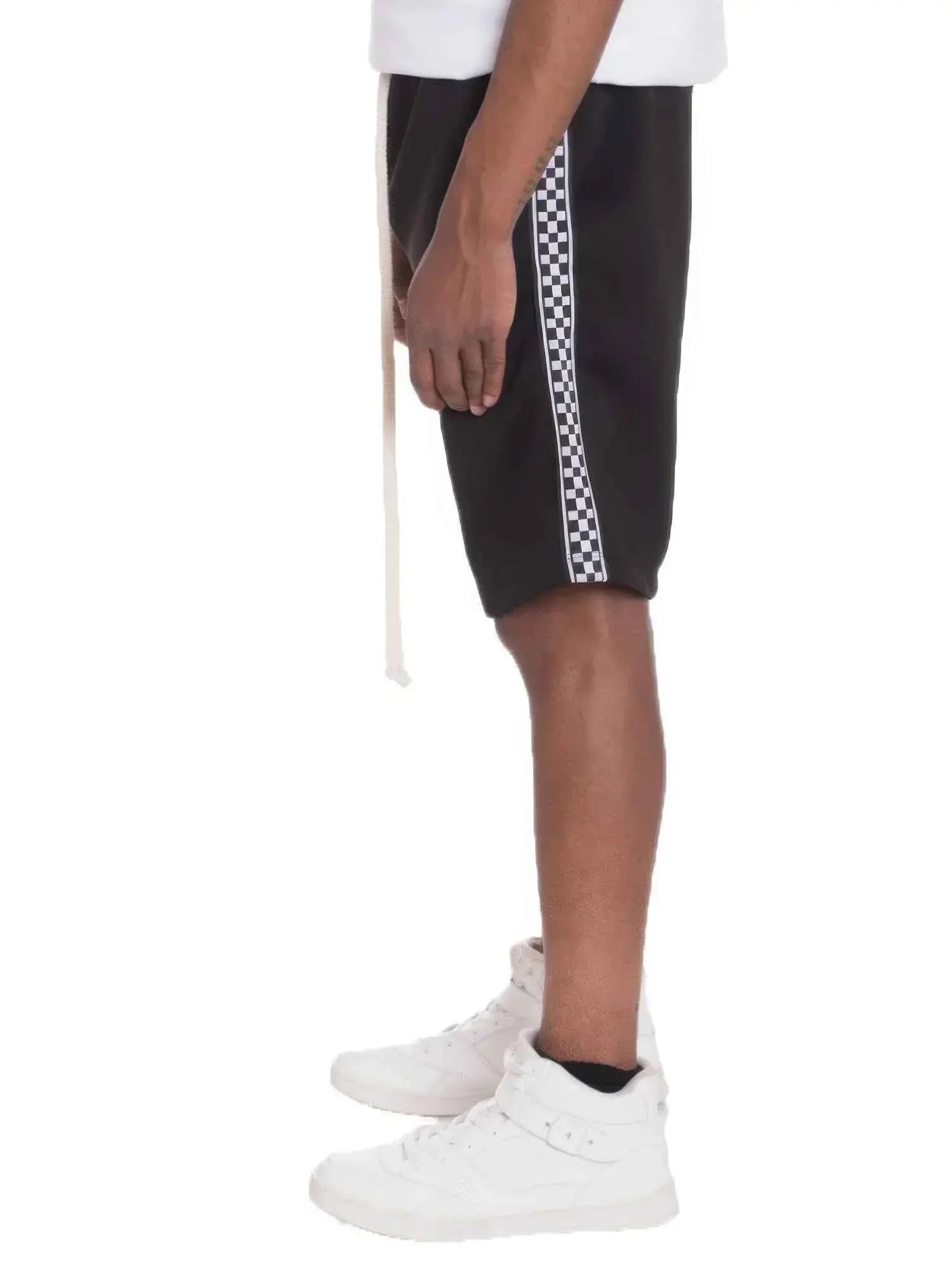 Mens Checkered Stripe Track Shorts - Mr Lou’s Place