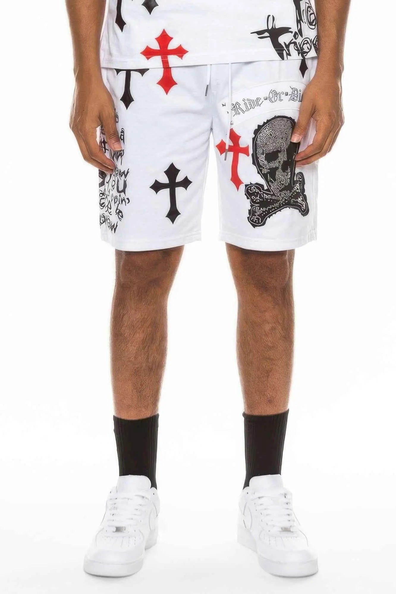 Mens Chrome Cross Skull Shorts - Mr Lou’s Place
