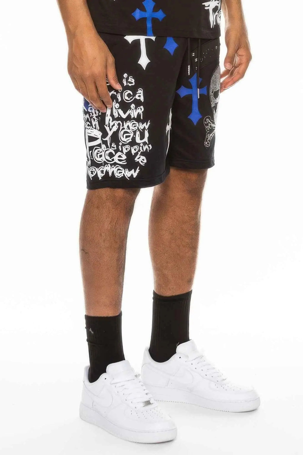 Mens Chrome Cross Skull Shorts - Mr Lou’s Place