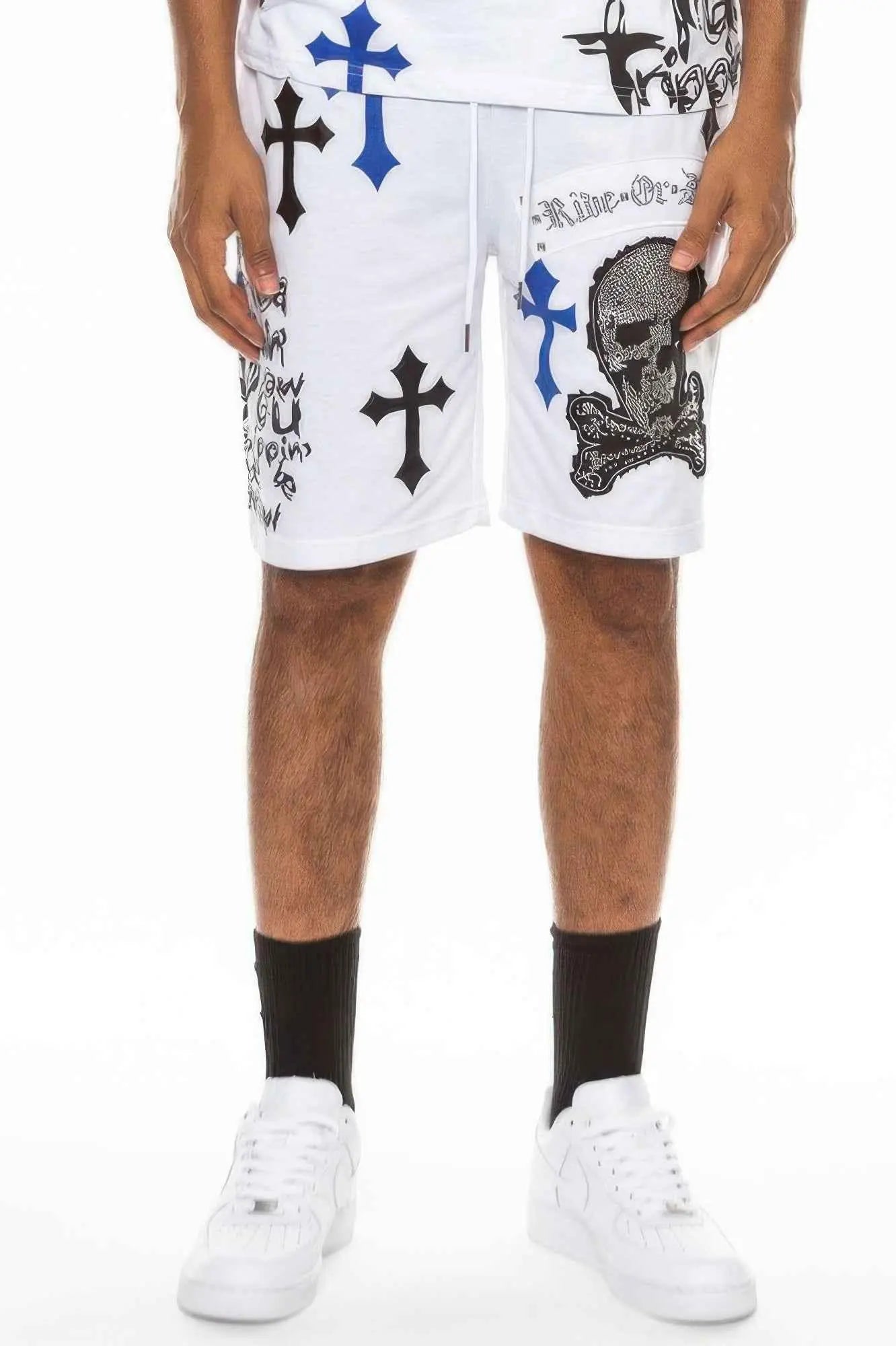 Mens Chrome Cross Skull Shorts - Mr Lou’s Place