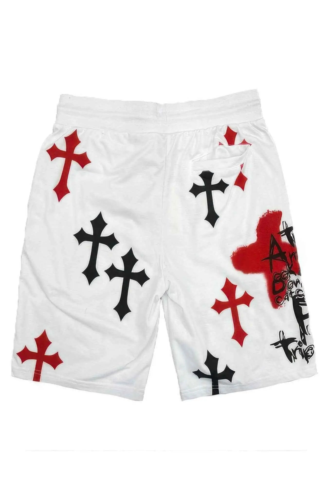 Mens Chrome Cross Skull Shorts - Mr Lou’s Place