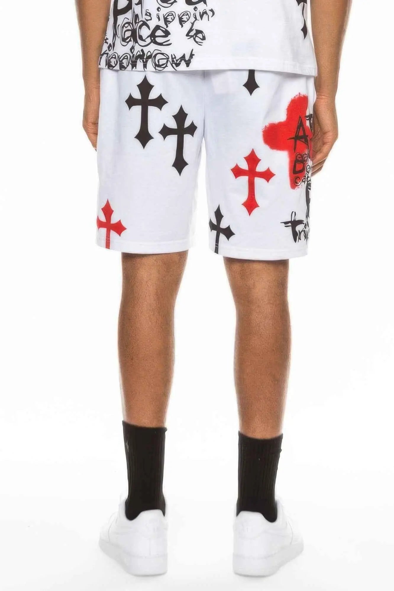 Mens Chrome Cross Skull Shorts - Mr Lou’s Place