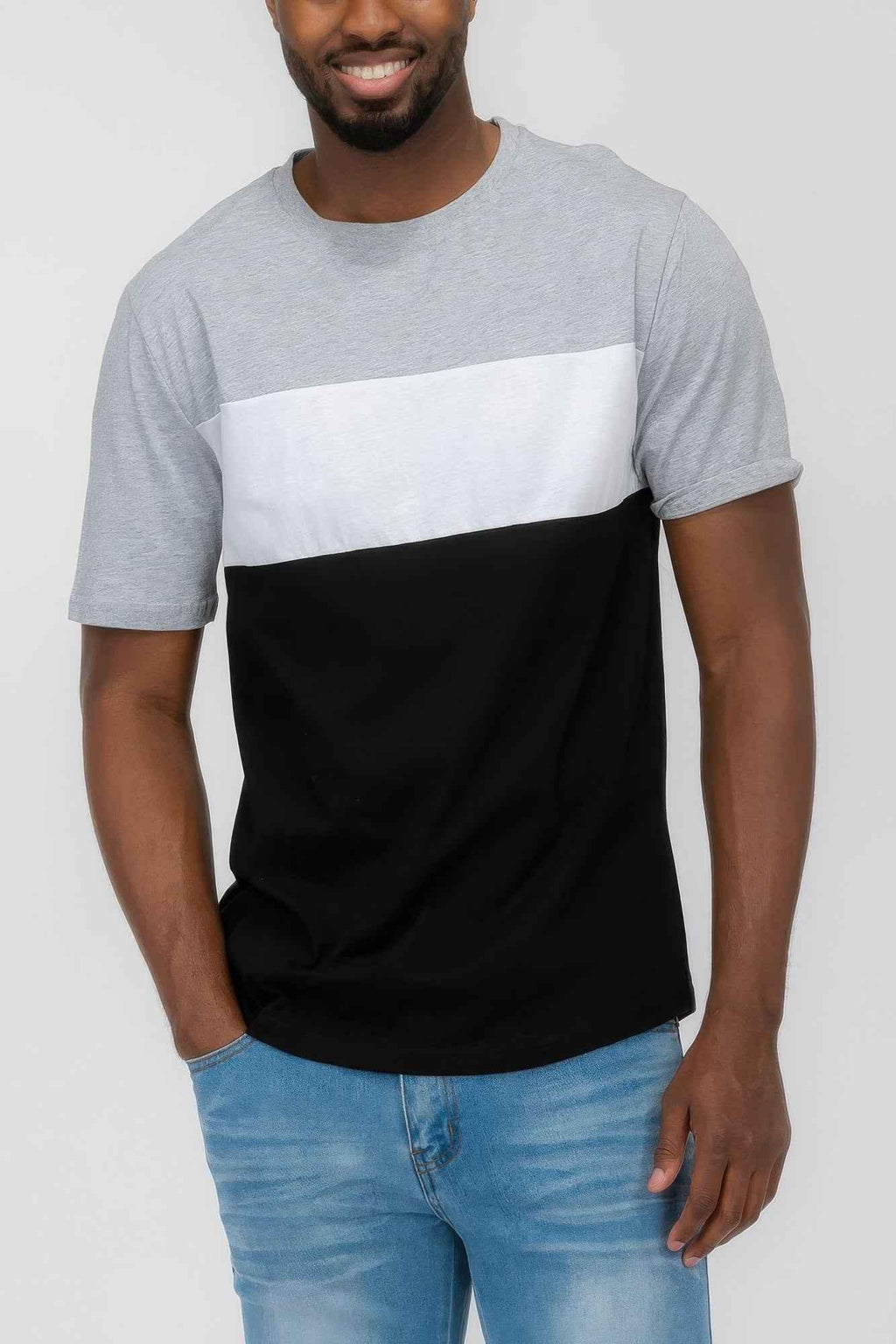 Mens Color Block Short Sleeve Tshirt - Mr Lou’s Place