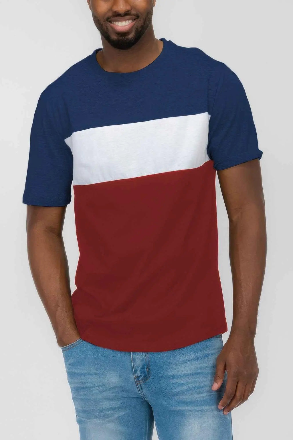 Mens Color Block Short Sleeve Tshirt - Mr Lou’s Place
